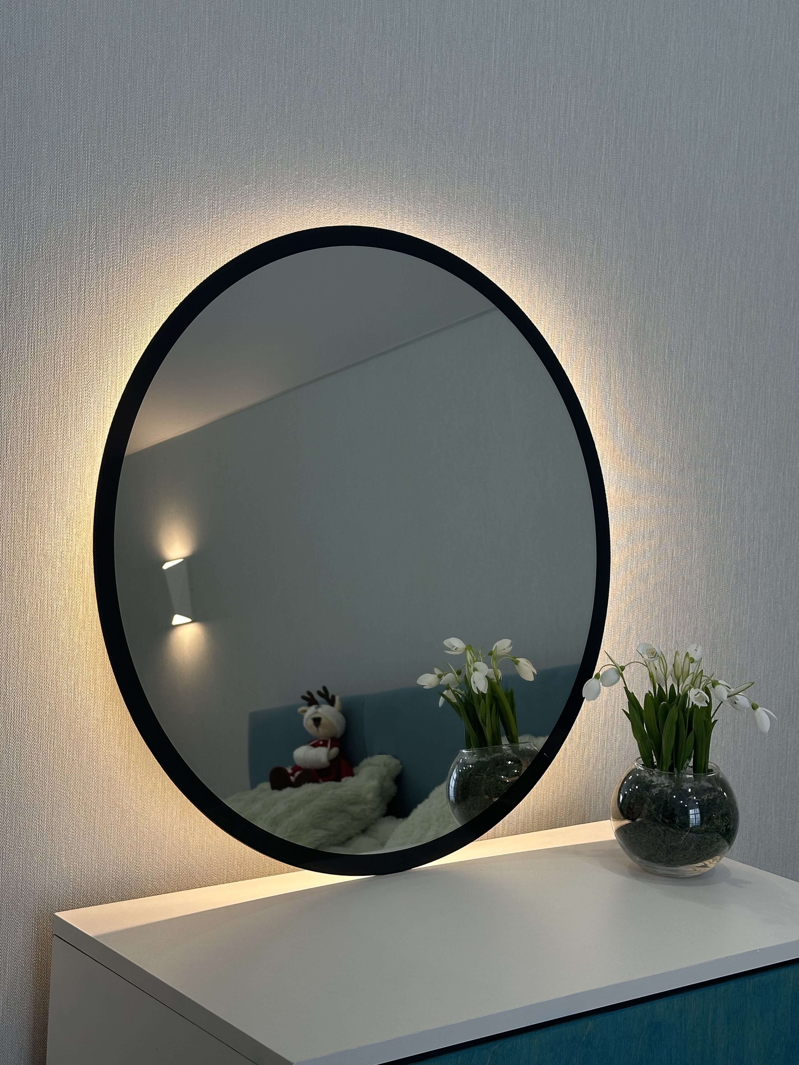 Изображение товара Зеркало для ванной Alfa mirrors Natali ram black 50 Na-5Vzt-ram черный с подсветкой 50x50см