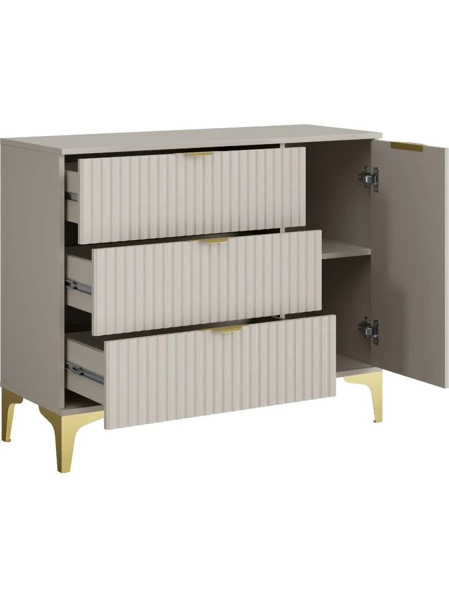 Изображение товара Комод Ridberg Andre 3 ящика 104x39x85 см ЛДСП цвет кашемир/золото