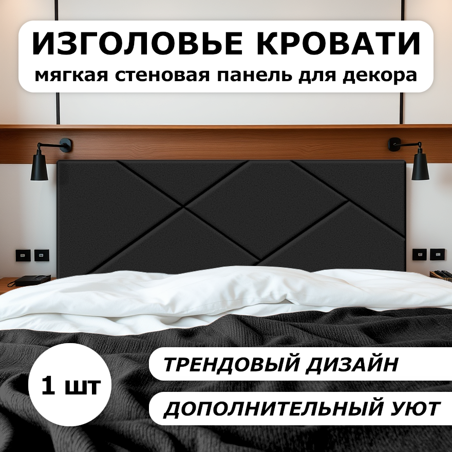 Изображение товара Мягкая панель Kovalevski 200-55 МДФ 1800x600 черный — эстетика и акустика