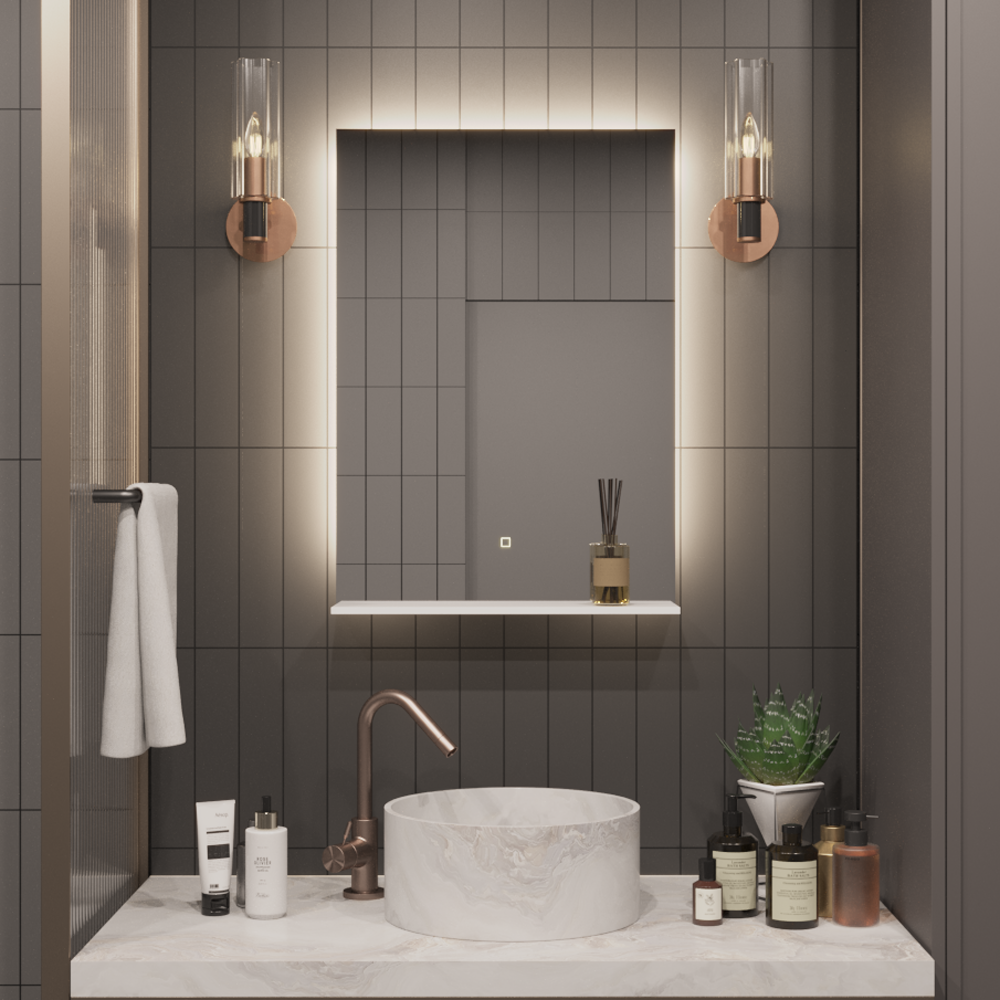 Изображение товара Зеркало для ванной Alias Квартал полка q704027 с подсветкой 40x70см