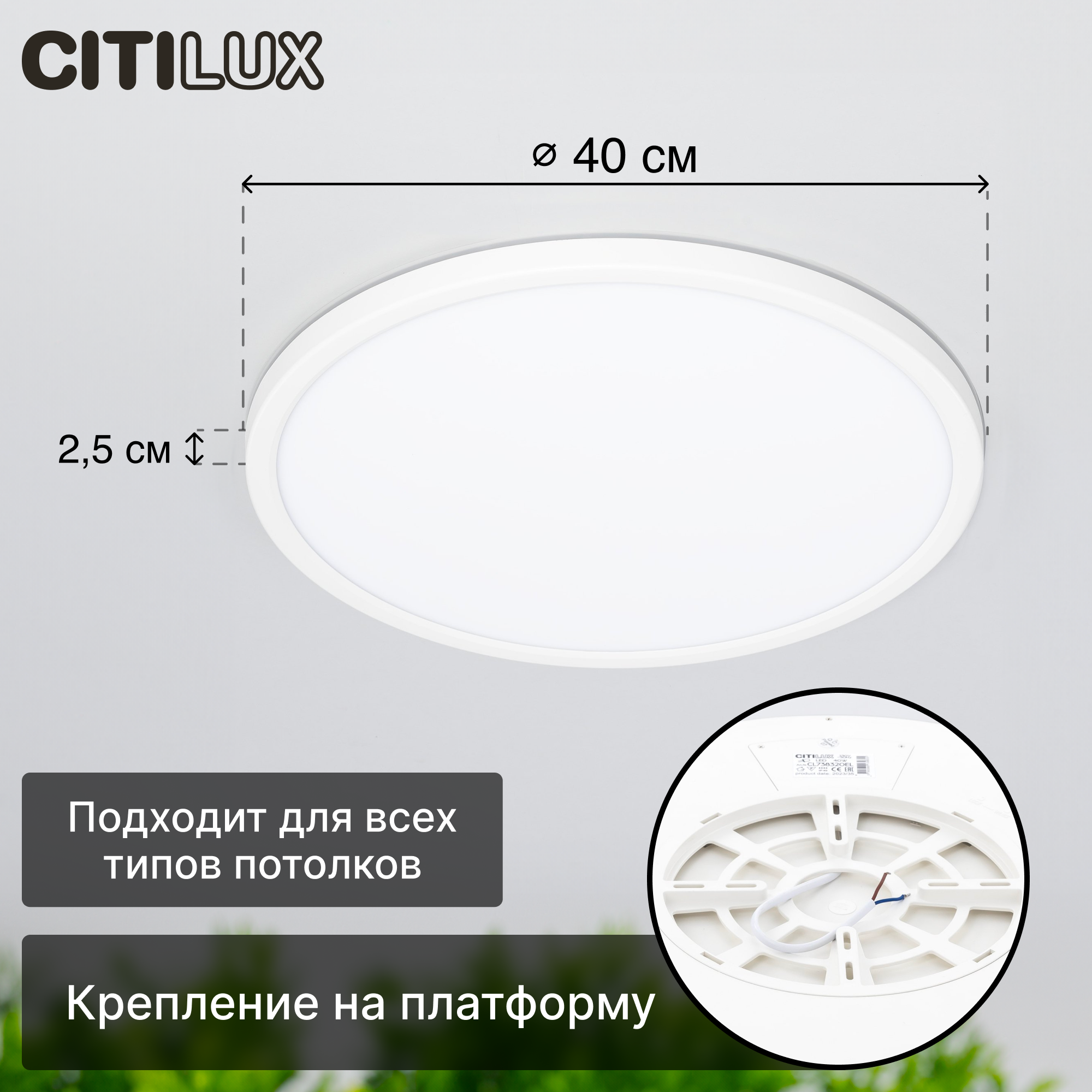 Изображение товара Настенно-потолочный светодиодный светильник Citilux Basic Line RGB CL738320EL Белый