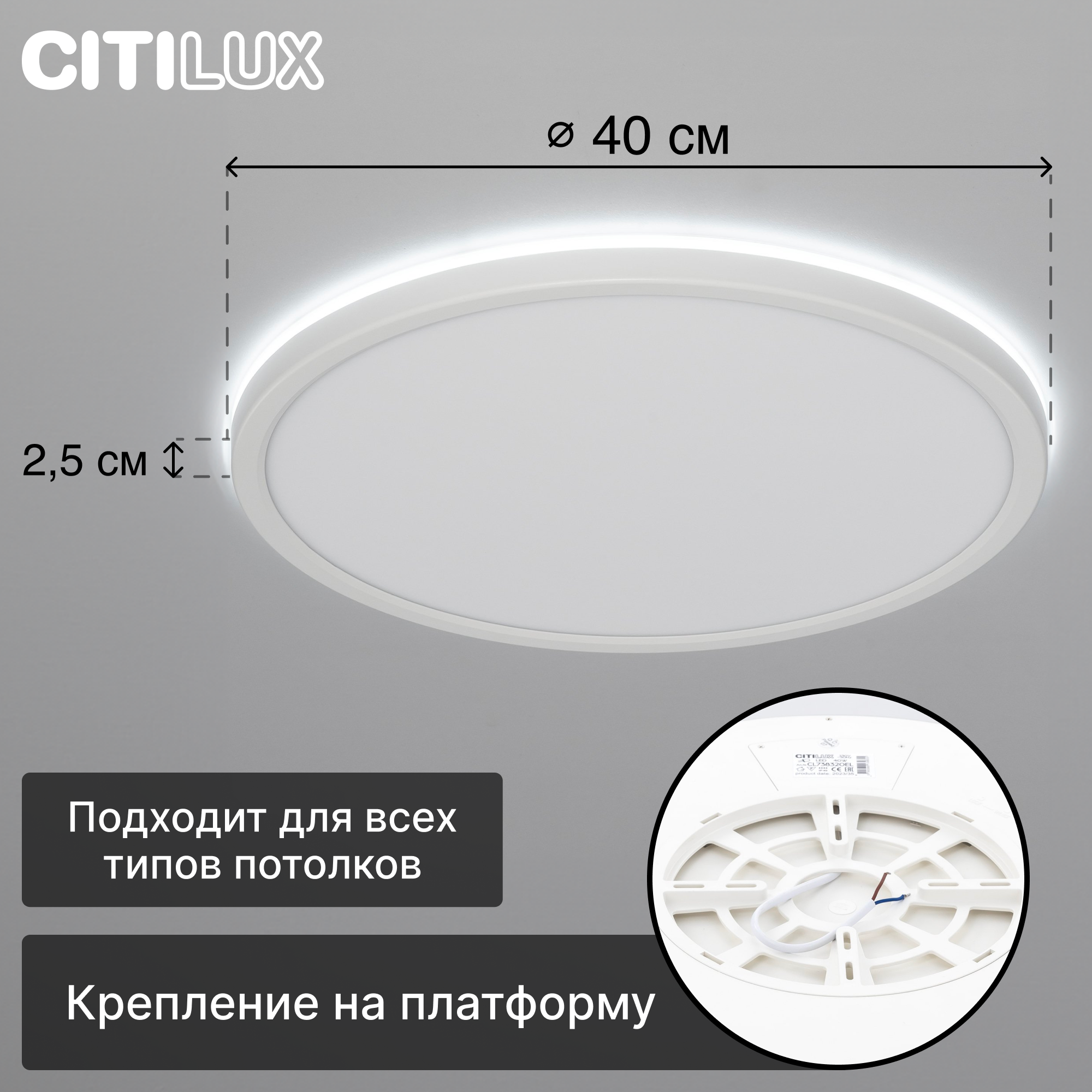 Изображение товара Светильник настенно-потолочный светодиодный Citilux CL738320VL с пультом управления