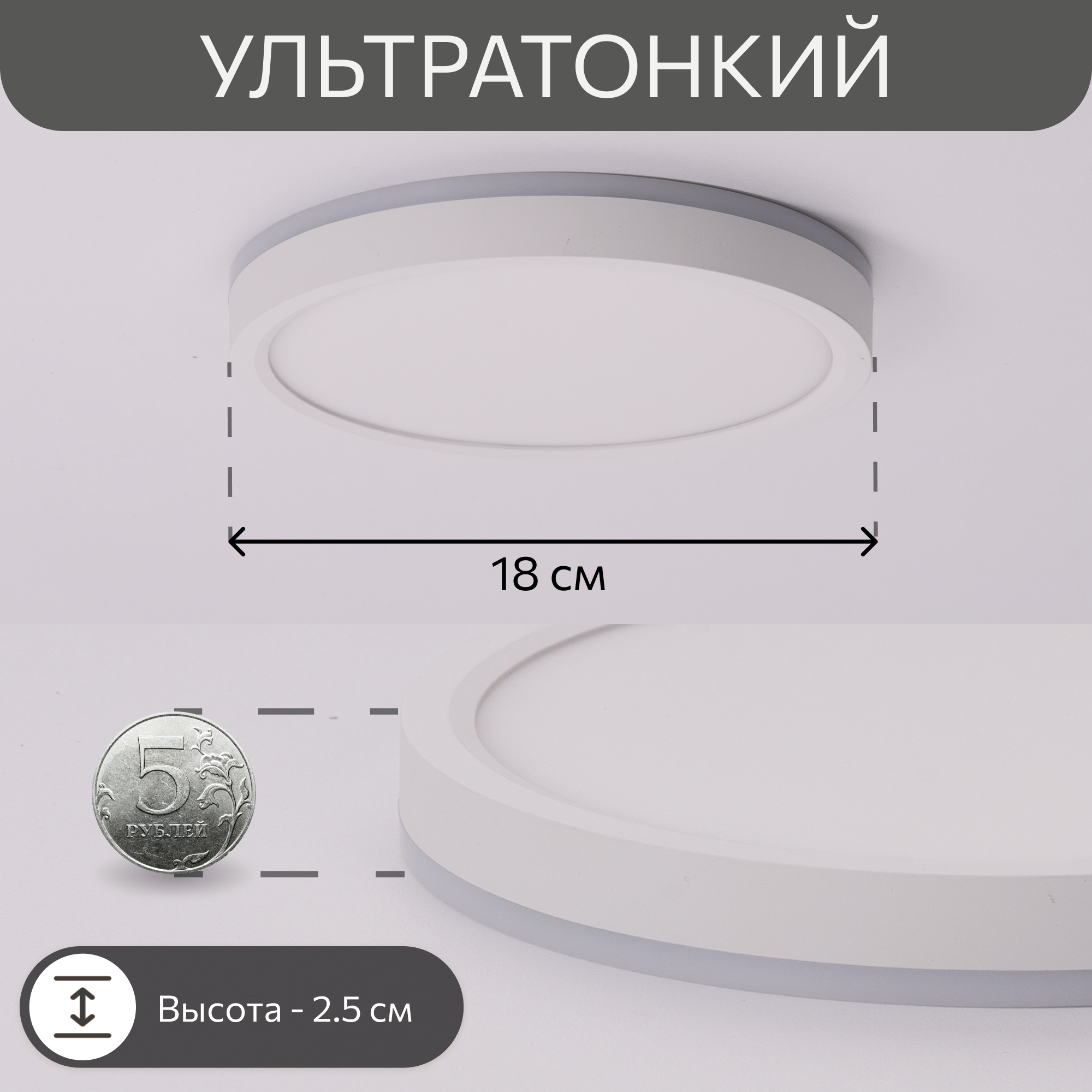 Изображение товара Настенно-потолочный светодиодный светильник Citilux NORMA 6 м² теплый белый