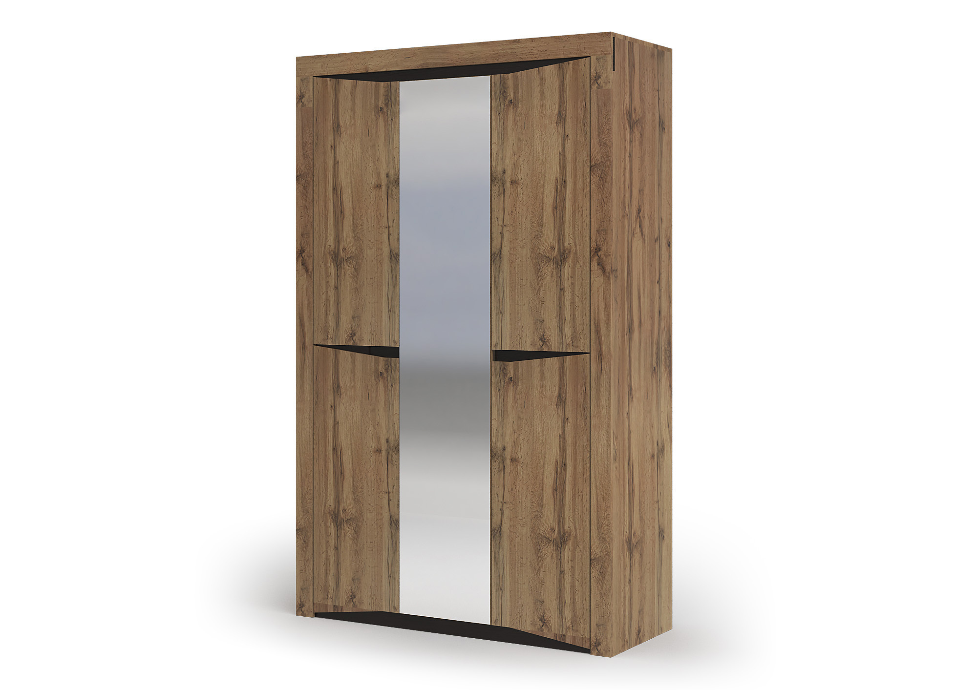 Изображение товара Современный распашной шкаф Паола из ЛДСП с зеркалом 137.6x220 см Дуб крафт золотой