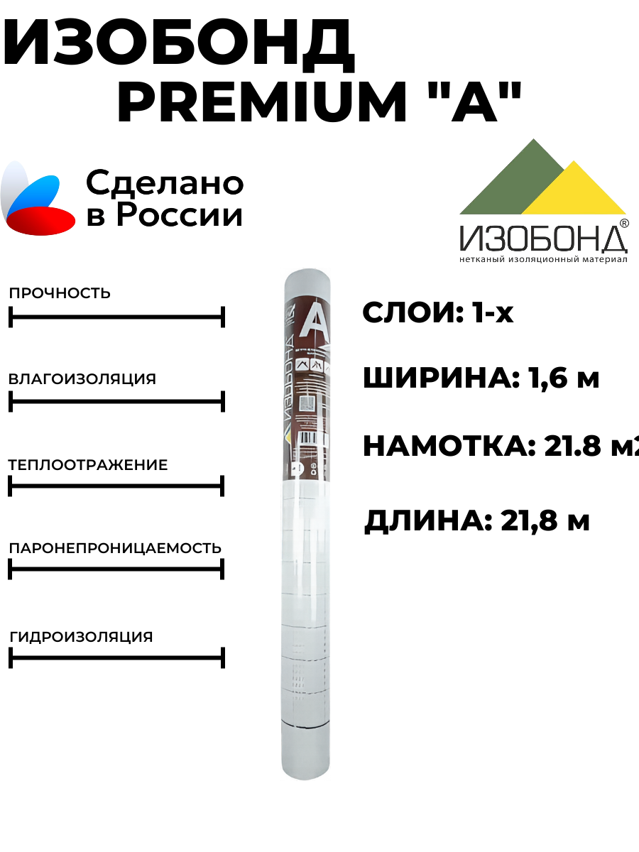 Изображение товара Ветрозащита (A) Изобонд Premium 95г/м² 35м²