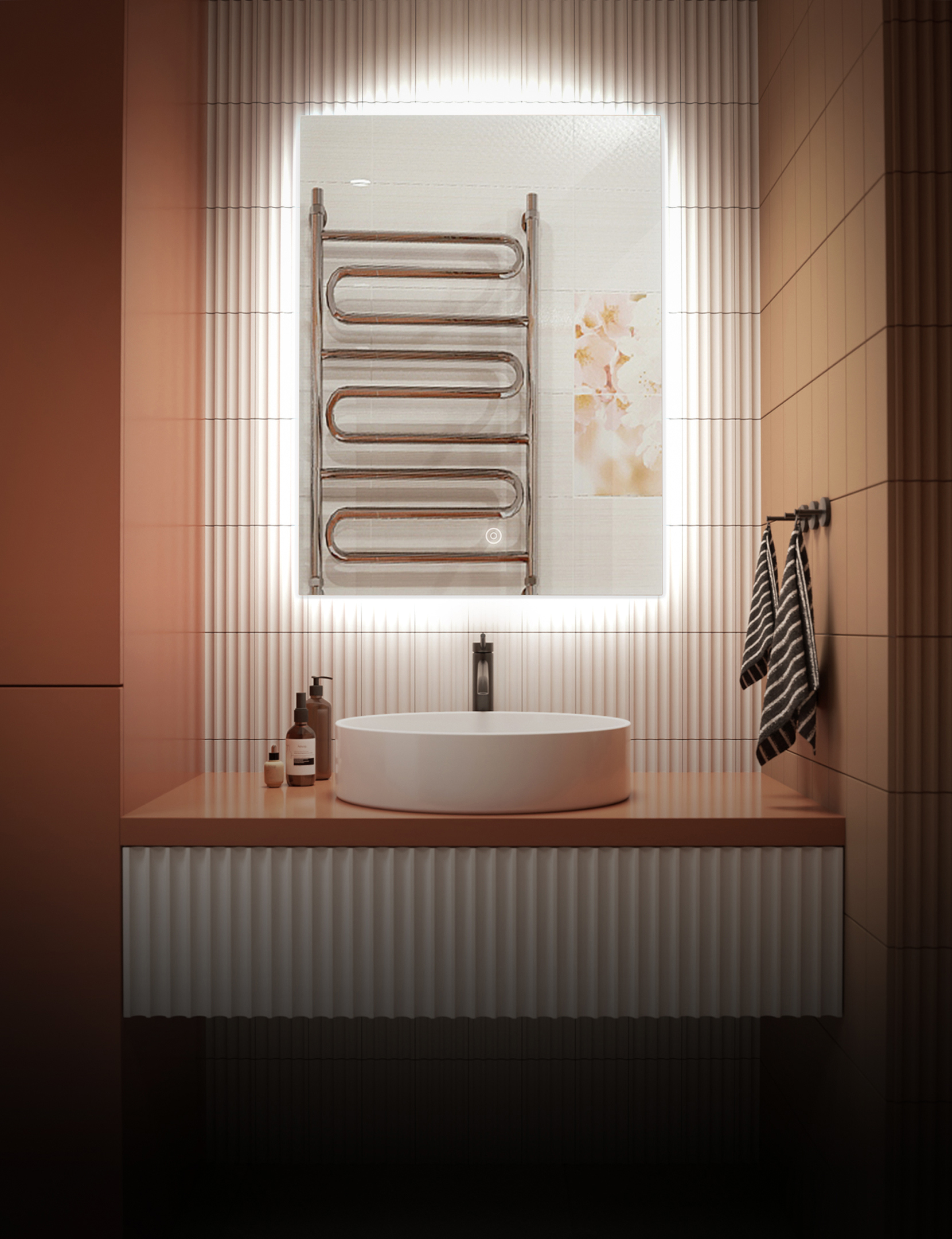 Изображение товара Зеркало для ванной Alfa mirrors EK-68h с подсветкой 60x80 см