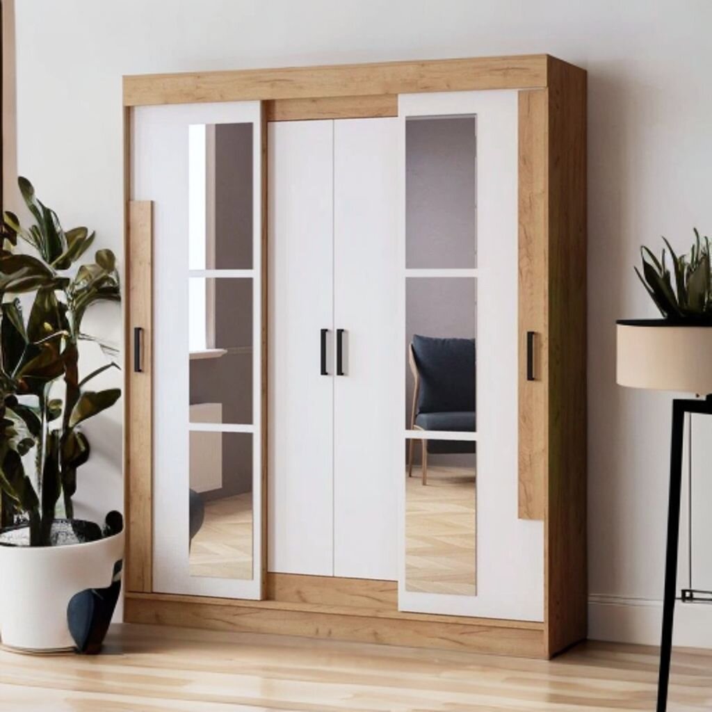 Изображение товара Шкаф-купе Micon Твист 170x53x210 см с зеркалом и 5 полками