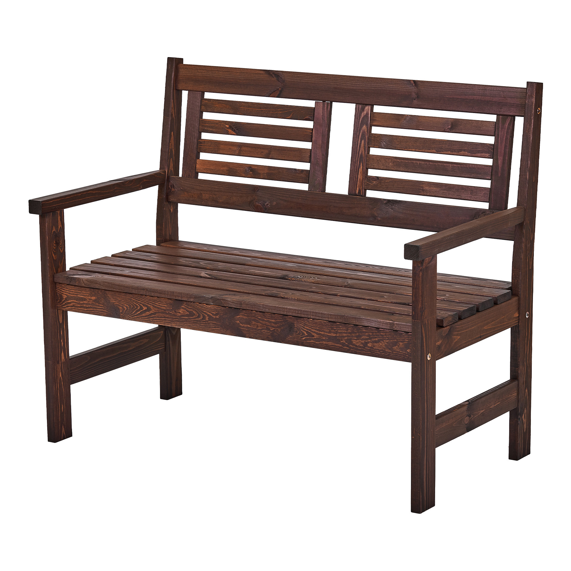 Изображение товара Садовая скамья Interlink ХОЛЬМЕН из сосны коричневая с подлокотниками