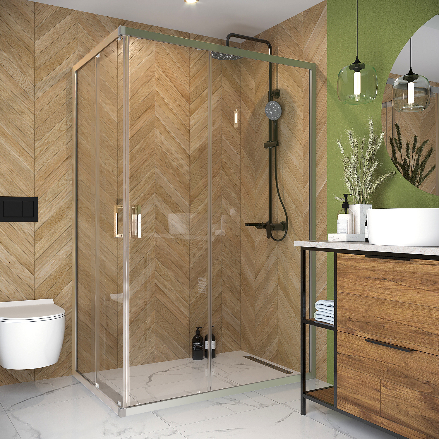 Изображение товара Душевой уголок Domani-Spa Cube V128 без поддона 120x90 см прозрачное стекло 5 мм, хром профиль