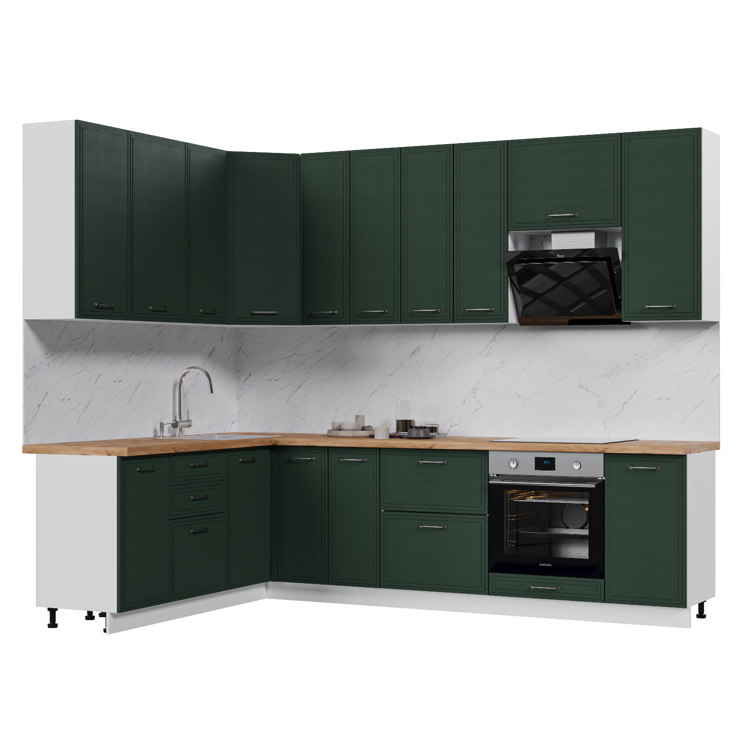 Изображение товара Кухонный гарнитур Стендмебель Индира УТ000587775 280x237x200 см ЛДСП цвет белый, сланец