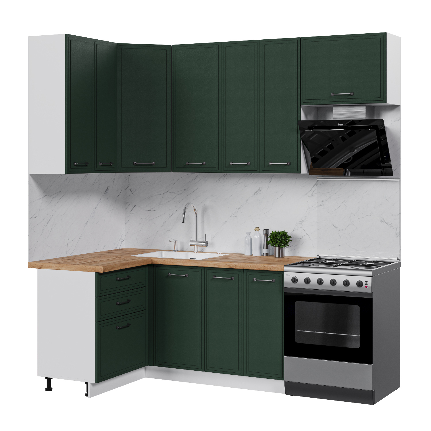 Изображение товара Кухонный гарнитур Стендмебель Индира УТ000587997 160x237x120 см ЛДСП цвет белый, сланец