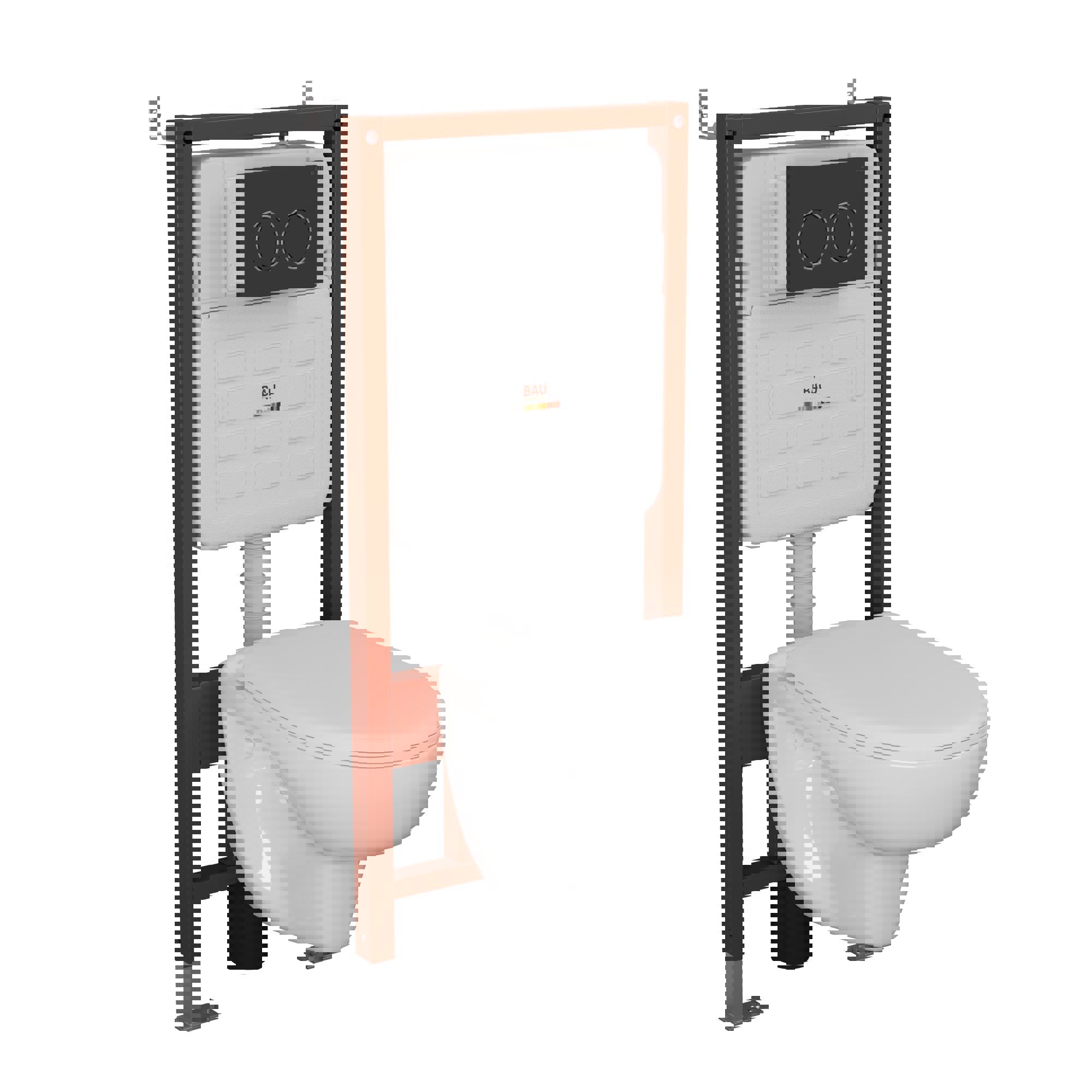 Изображение товара Комплект инсталляции и унитаза BAUEDGE 6 в 1 Novo с безободковым унитазом