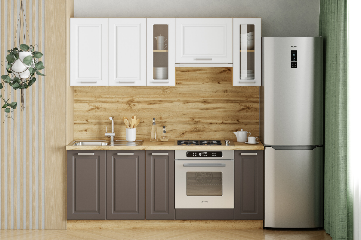 Изображение товара Кухонный гарнитур Silva Вокс Кухня Вокс Комплектация 6 Меренга, Софт Графит, Белый 200x217.8x47.8 см ЛДСП цвет разноцветный