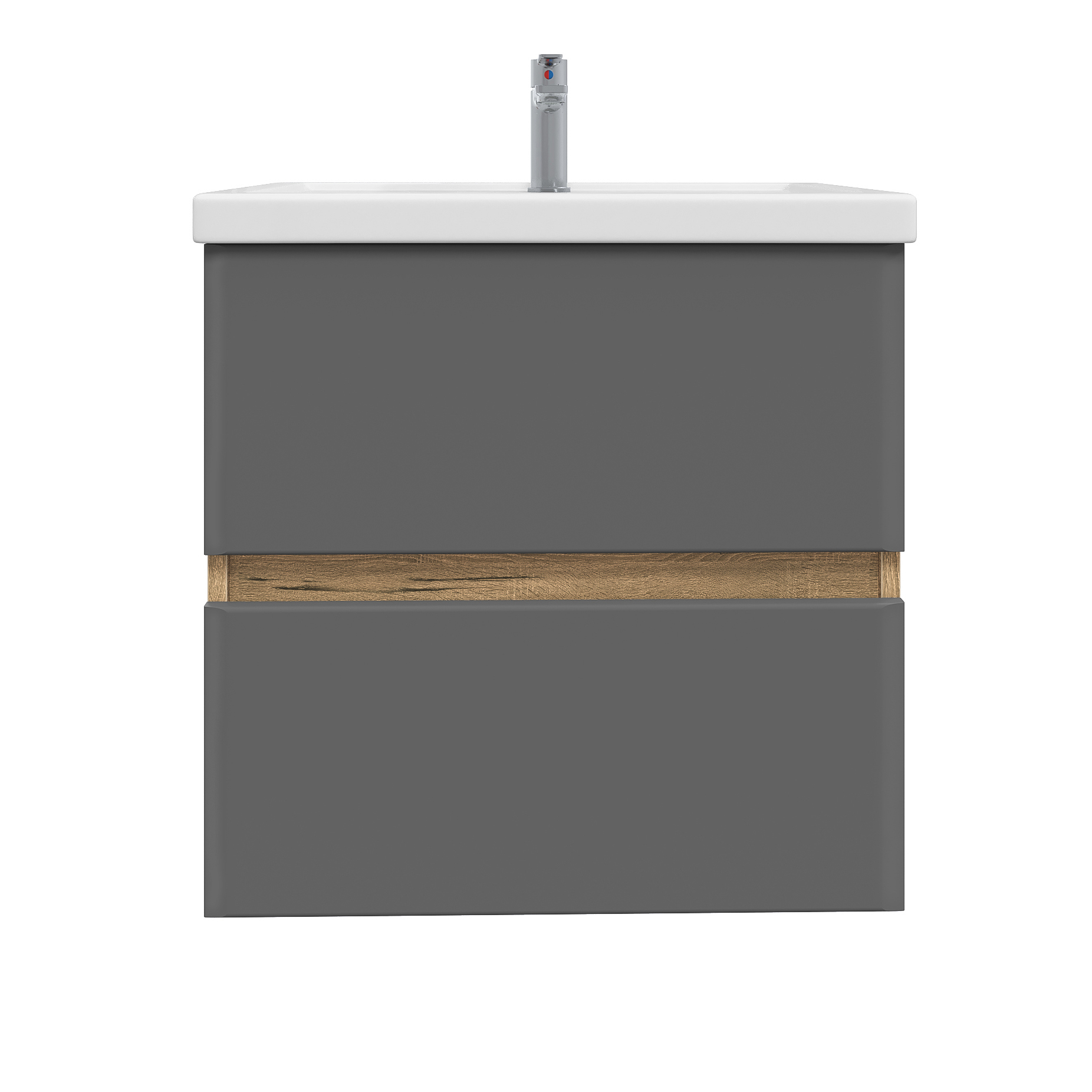 Изображение товара Тумба с раковиной Sanstar Graffa 451.1-1.4.1.КФОС подвесная 61см цвет дуб вотан, графит софт