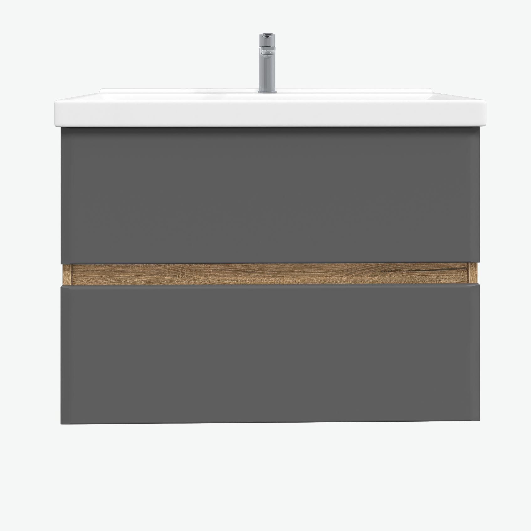 Изображение товара Тумба с раковиной Sanstar Graffa 453.1-1.4.1.КФЕС подвесная 80см цвет дуб вотан, графит софт