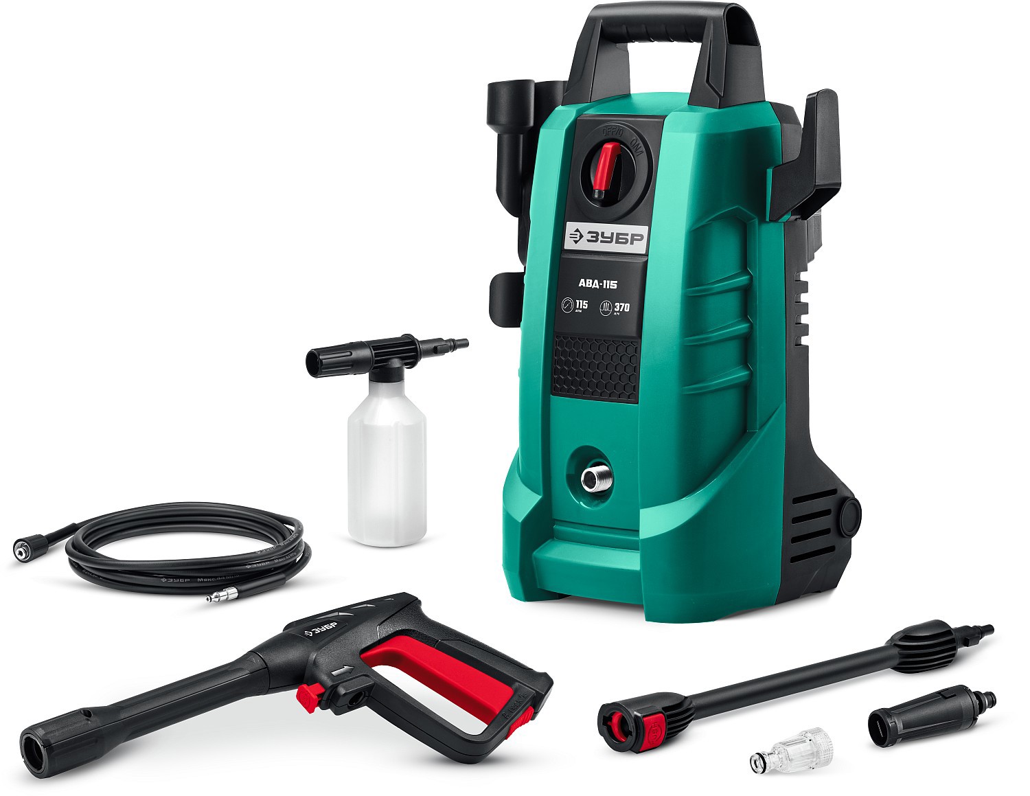 Изображение товара Мойка высокого давления ЗУБР АВД-115 115 бар 370 л/ч с регулятором и пеногенератором