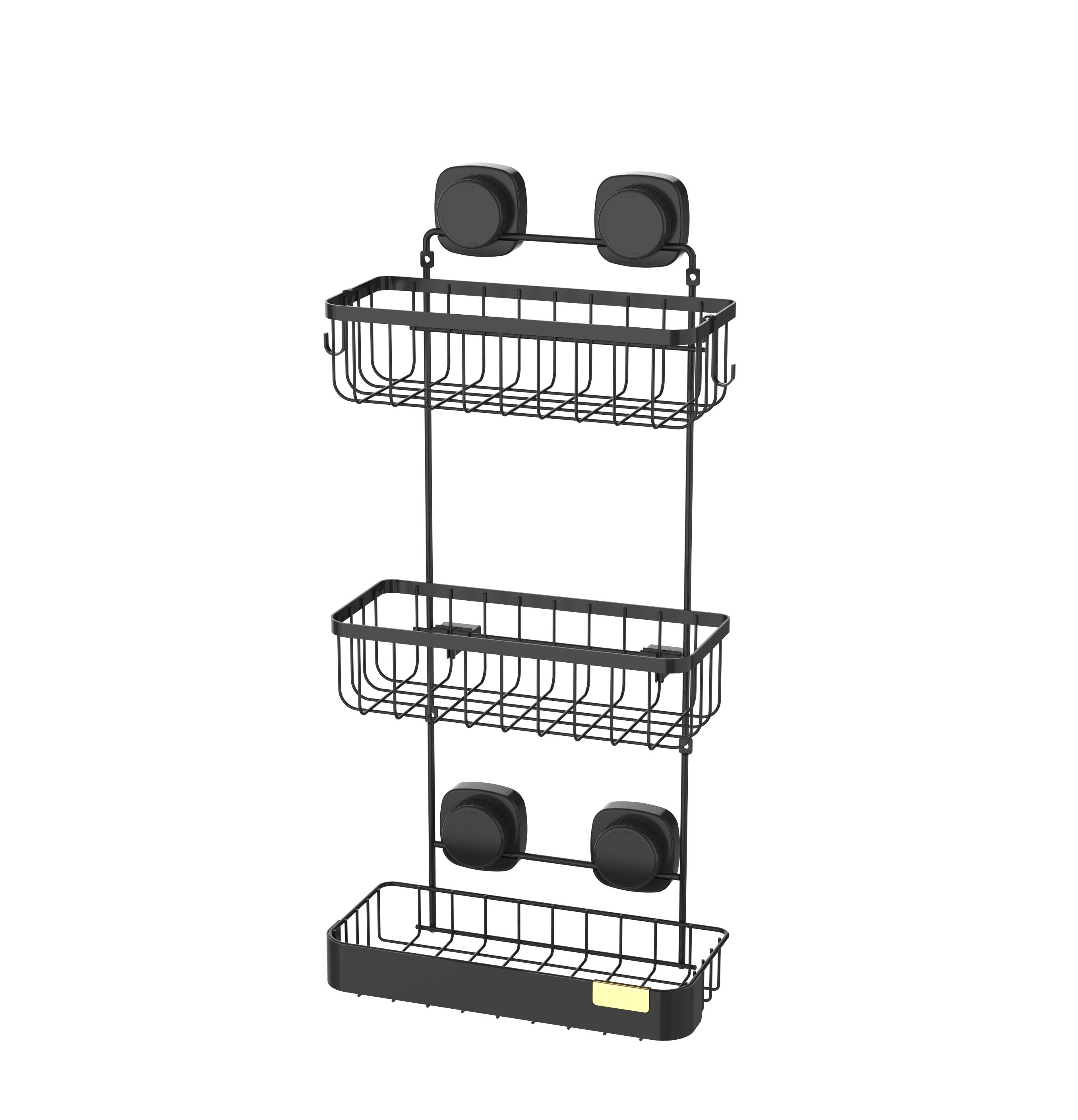 Изображение товара Полка для душа Iddis Soul LM006WC3Bi44 3 яруса черная с креплением на присоске и шурупах