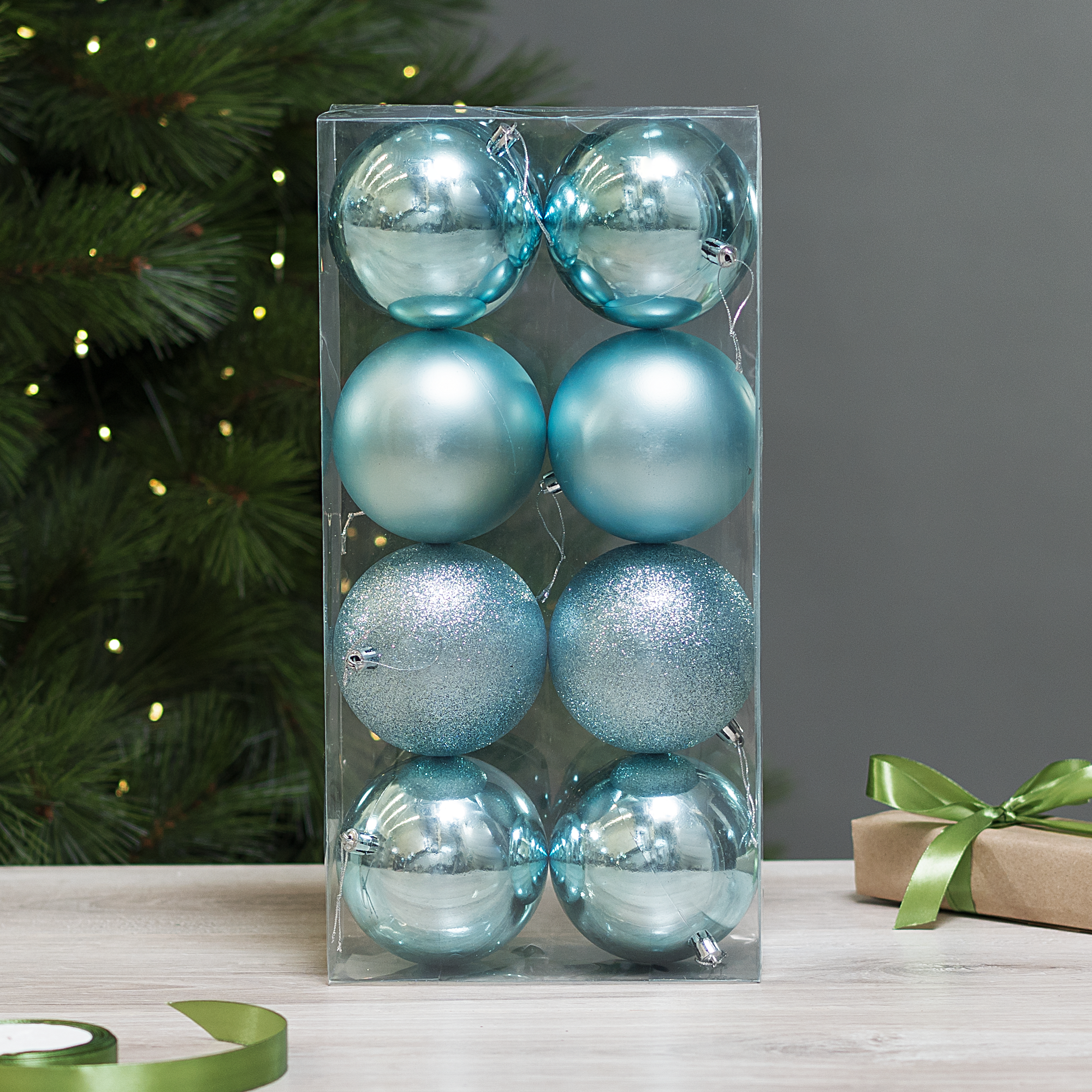 Изображение товара Набор елочных шаров Basic ø10 см пластик синий 8 шт