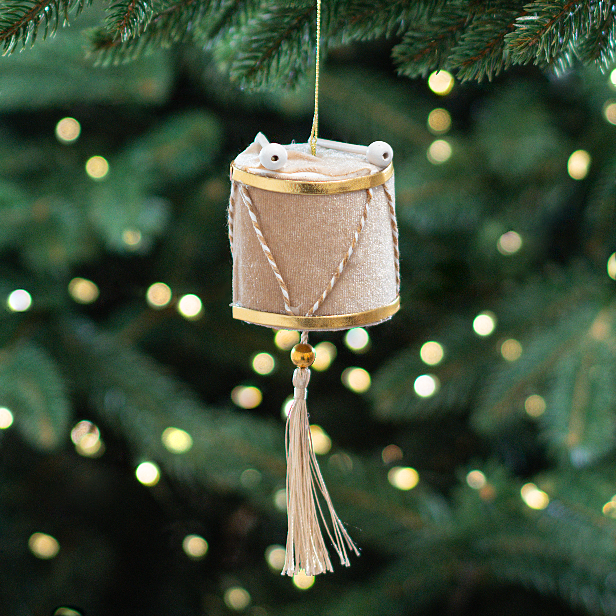 Изображение товара Украшение декоративное подвесное Барабан 15x6 см бежевый