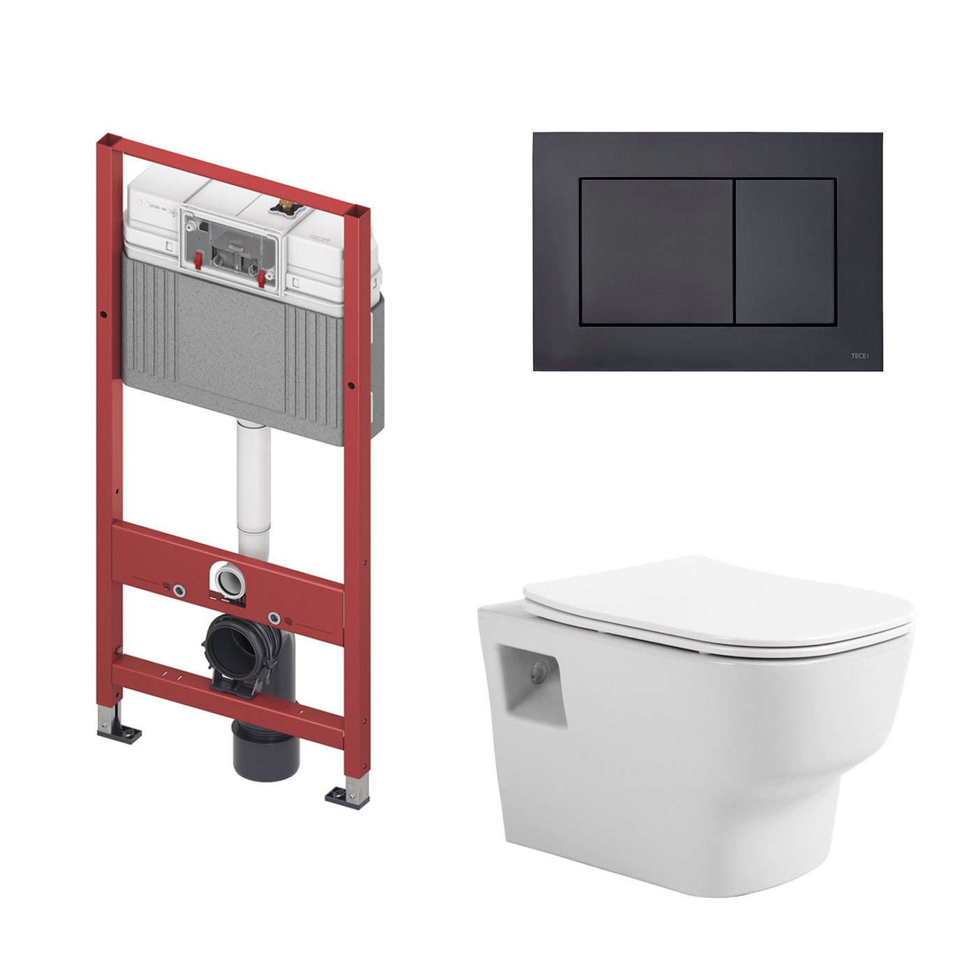 Изображение товара Комплект инсталляция с унитазом TECE 94004141000090 белый безободковый рама 112 см
