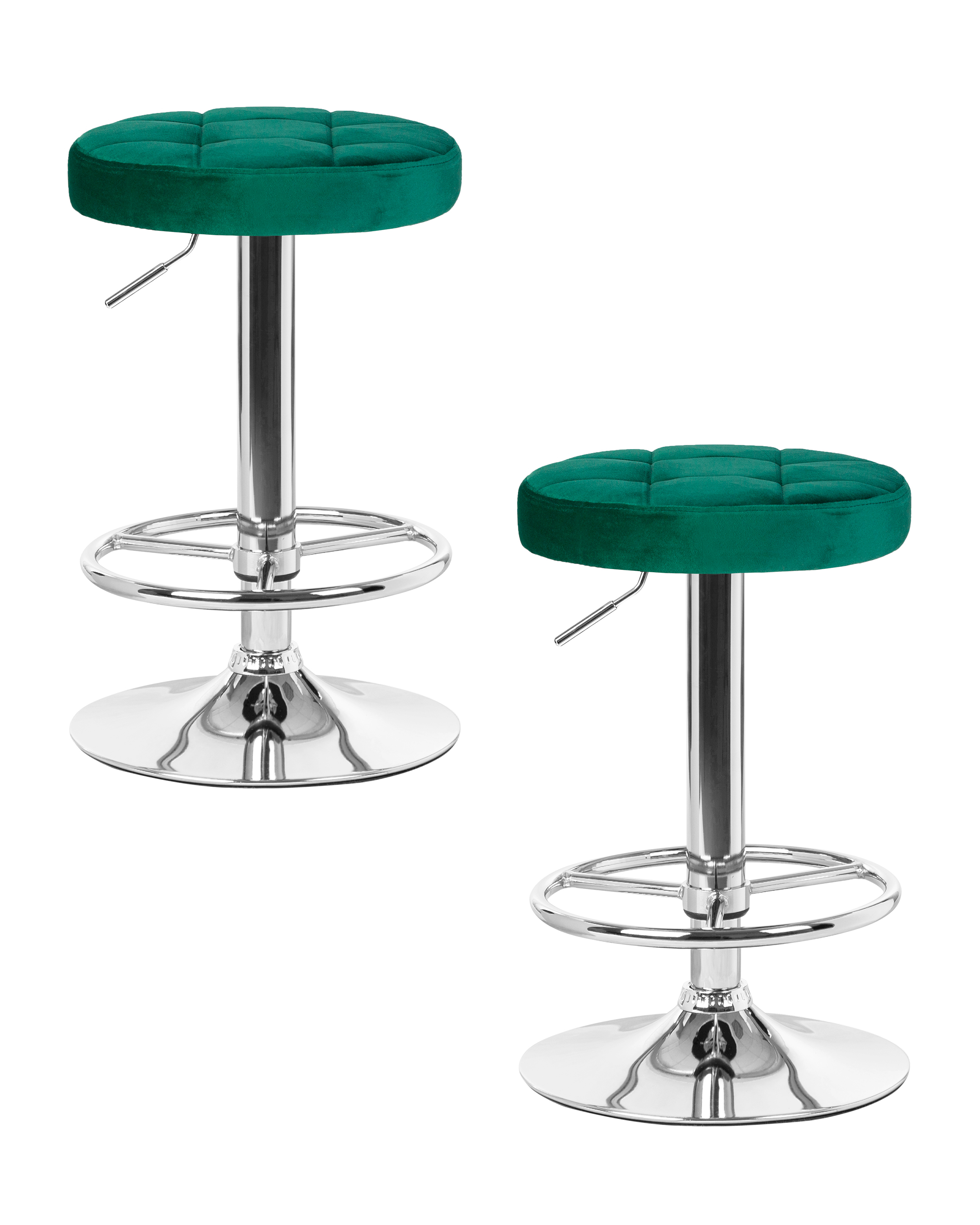 Изображение товара Набор 2 барных табурета Dobrin Bruno LM-5008 регулируемых зеленых велюр