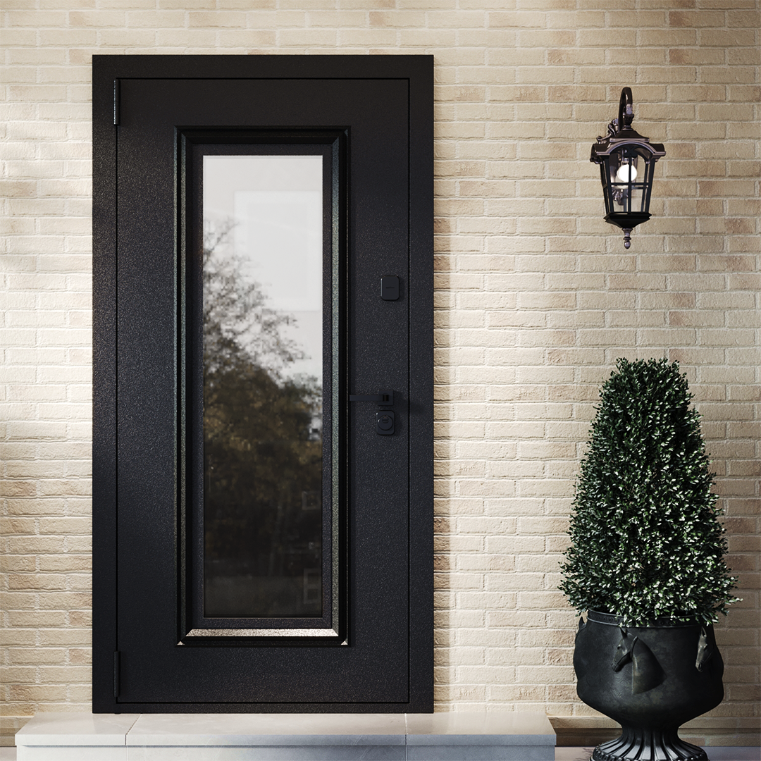 Изображение товара Входная дверь 205x88см левый цвет черный/белый