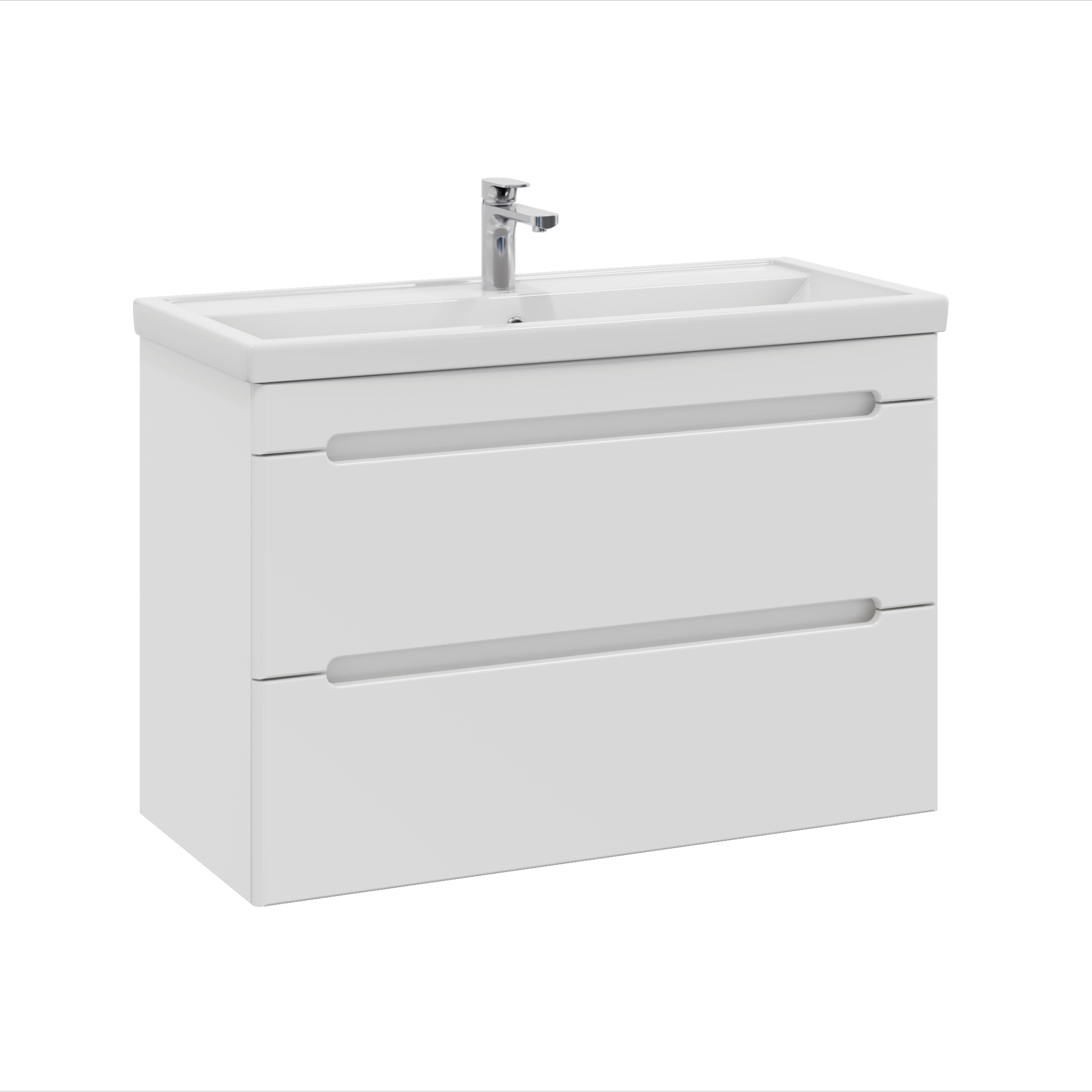 Изображение товара Подвесная тумба под раковину Адель 386.1-1.4.1.КФОС с раковиной белая 100 см