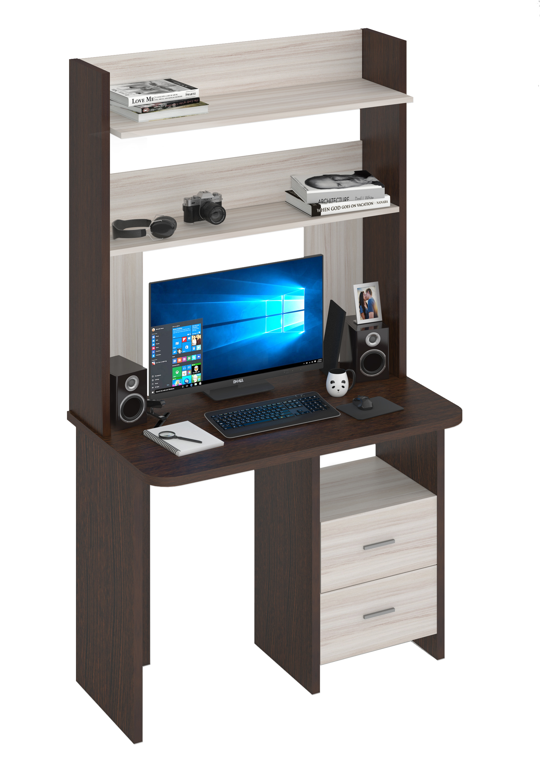 Изображение товара Стол Мэрдэс СКЛ-Прям100Р+НКЛХ-100 ВК с ящиком венге для домашнего и офисного использования