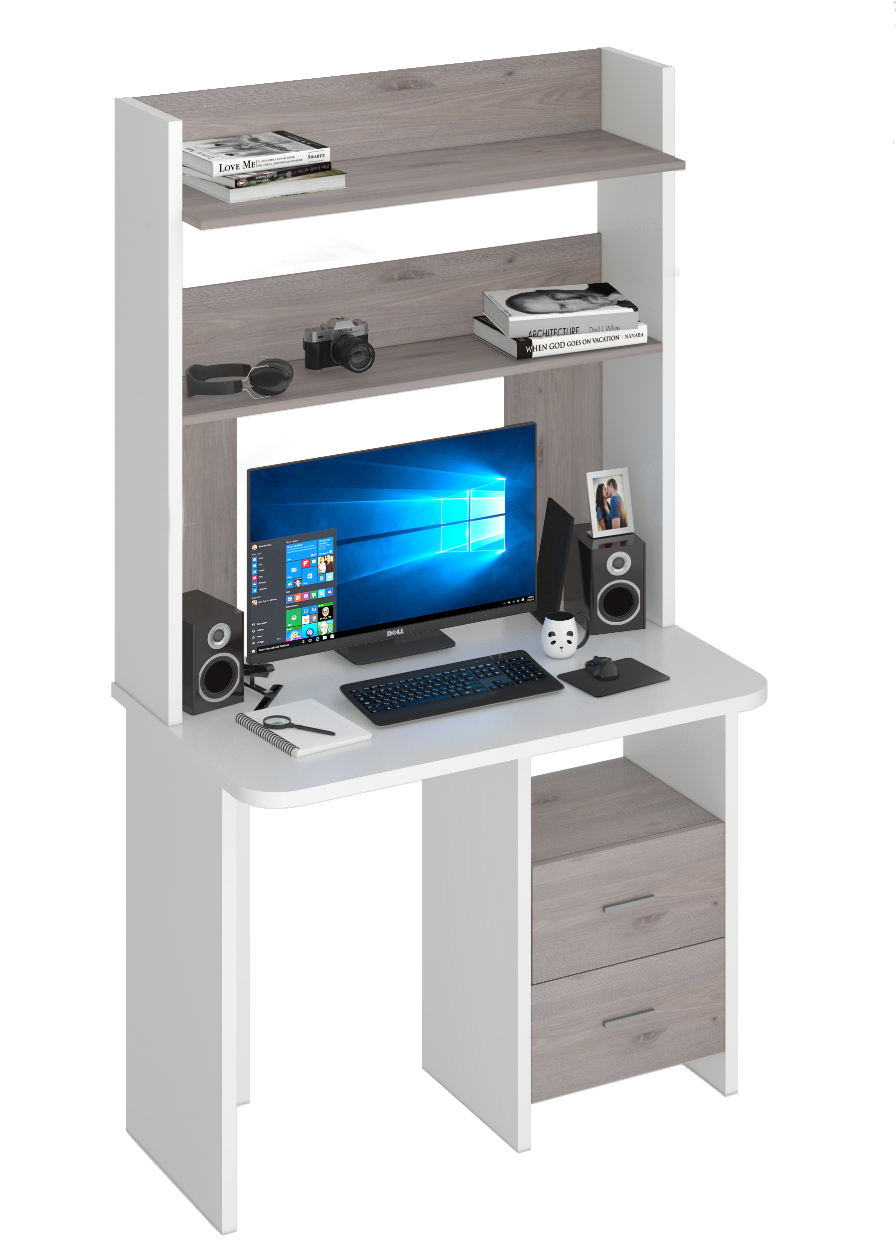 Изображение товара Стол Мэрдэс СКЛ-Прям100Р+НКЛХ-100 БЕН белый 100x178x60 см