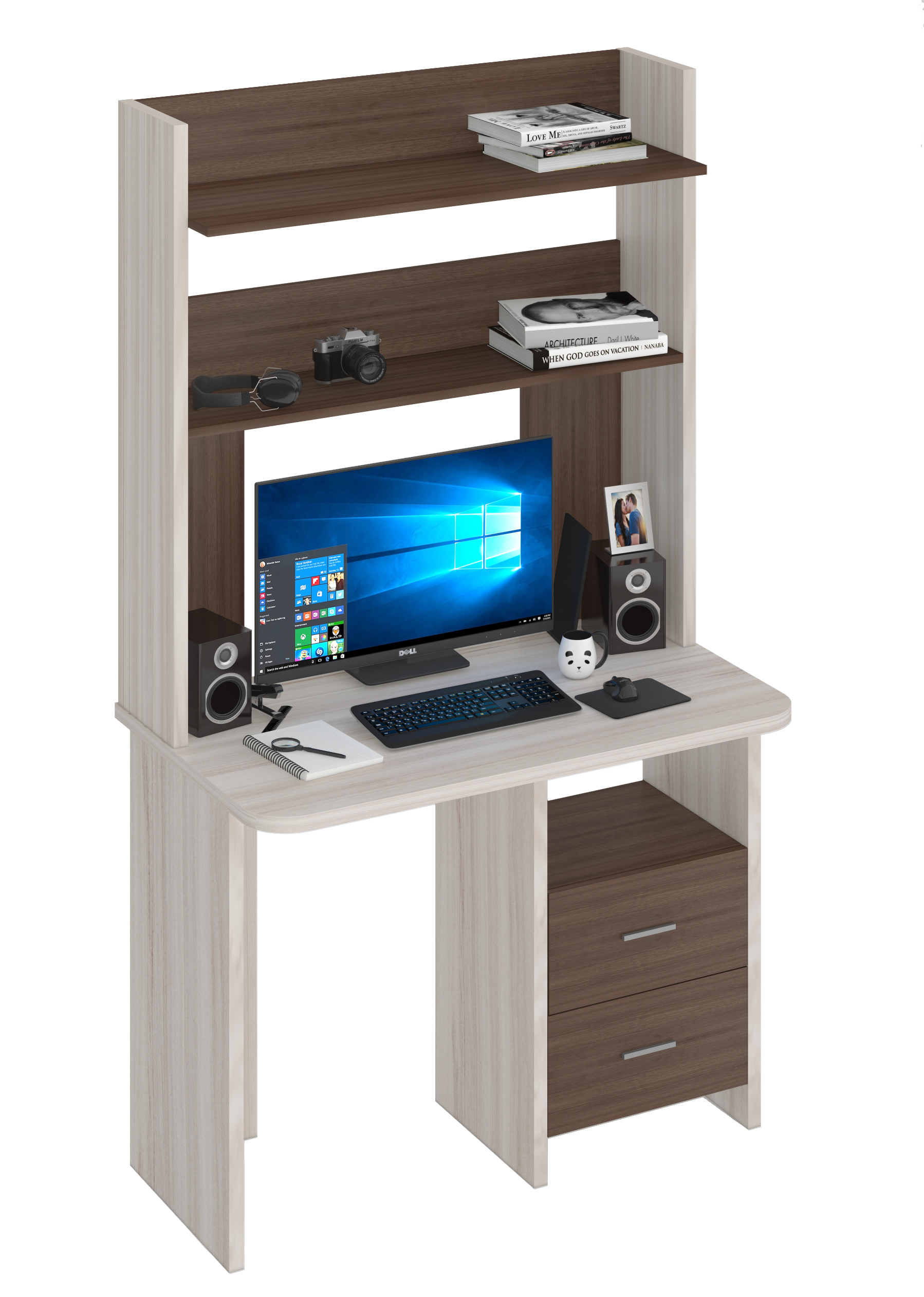 Изображение товара Стол Мэрдэс СКЛ-Прям100Р+НКЛХ-100 КШ-Ч 100x179x60 см натуральный ЛДСП