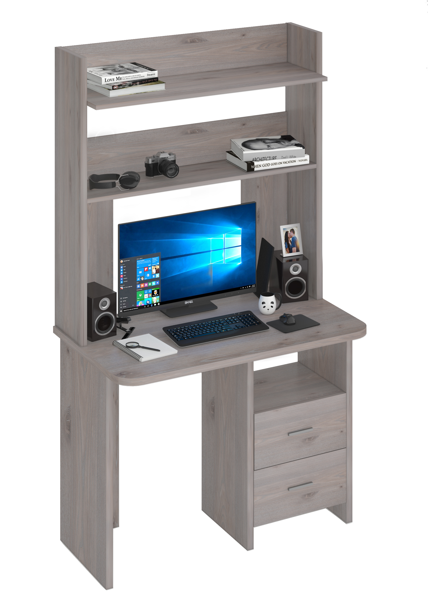 Изображение товара Стол Мэрдэс СКЛ-Прям100Р+НКЛХ-100 для дома и офиса, серый, Россия