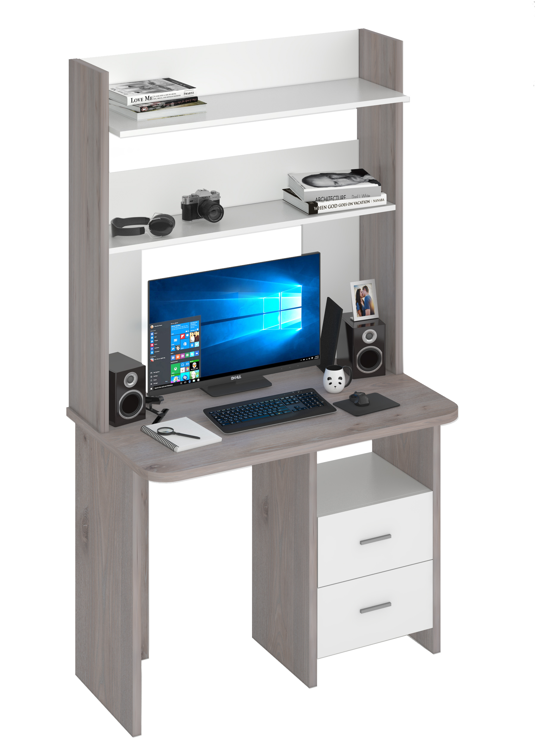 Изображение товара Стол Мэрдэс СКЛ-Прям100Р+НКЛХ-100, серия Домино Лайт, серый дуб крафт, 100х179x60 см