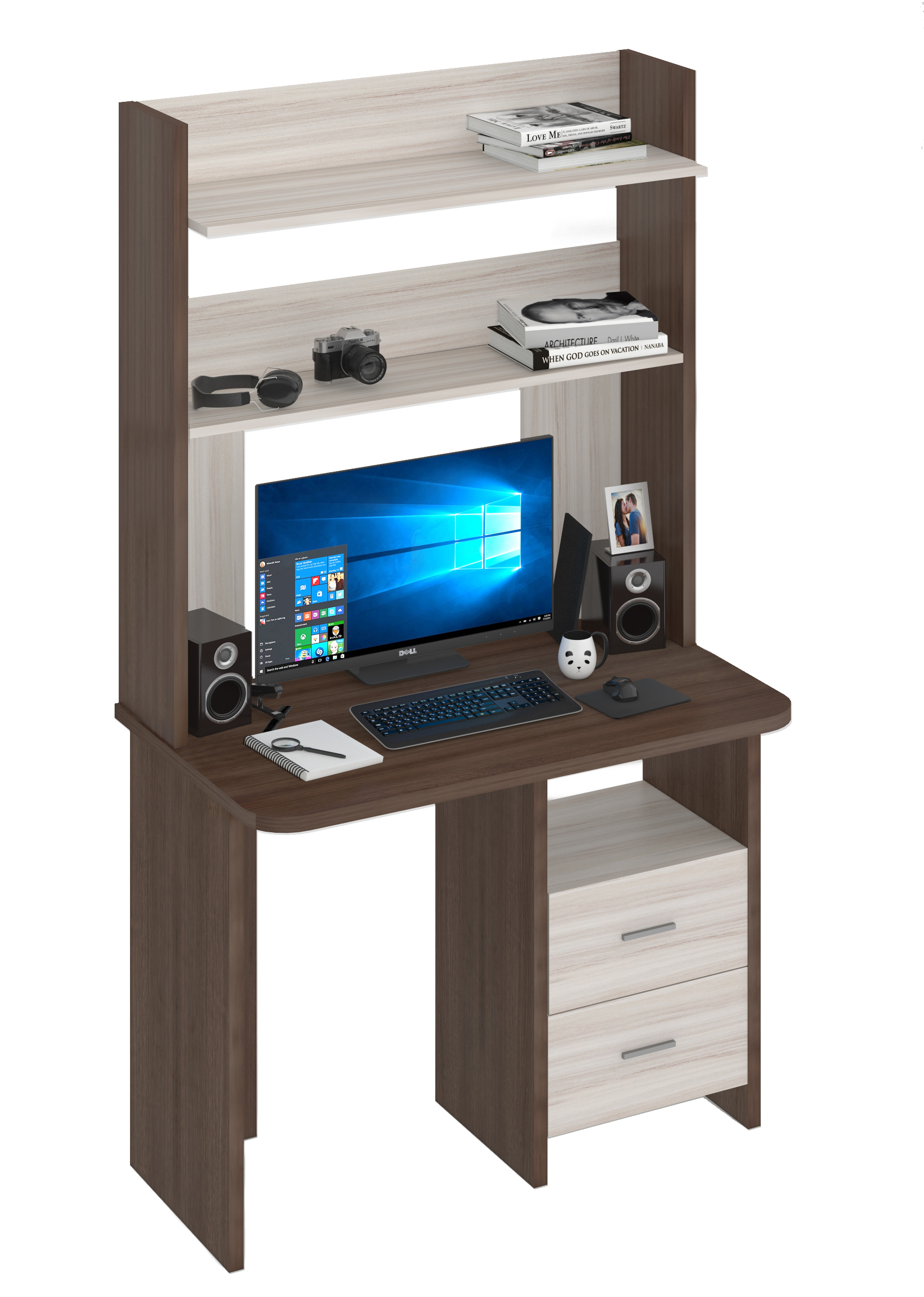 Изображение товара Стол Мэрдэс СКЛ-Прям100Р+НКЛХ-100 из ЛДСП цвет дуб денвер трюфель, 100x179x60 см