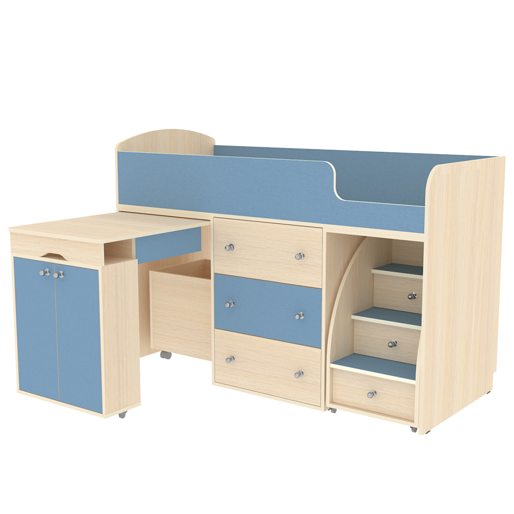 Изображение товара Кровать Кариви Коллекция киви 184x113x84 см цвет голубой, дуб молочный