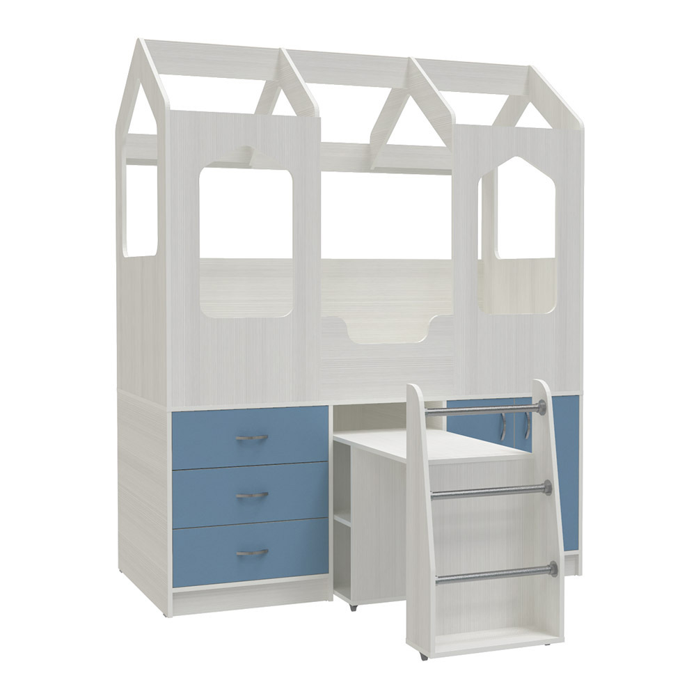 Изображение товара Кровать-чердак Кариви Сказочный Домик с выдвижным столом и бортиками 163x203 см