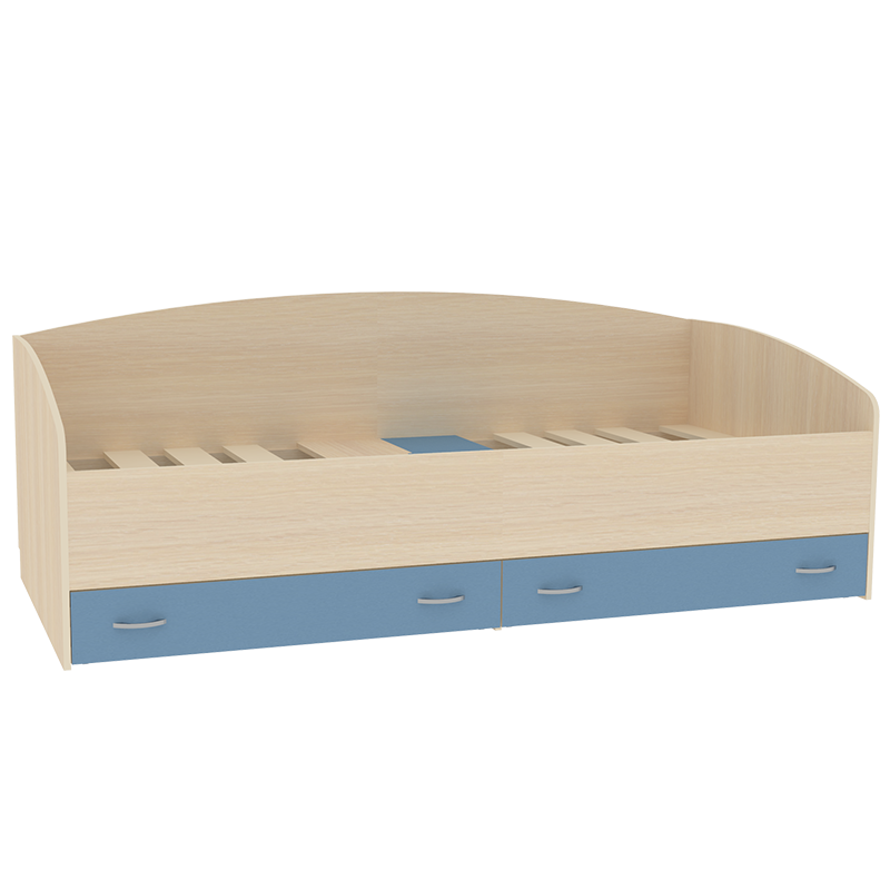 Изображение товара Кровать Кариви Кадет с выкатными ящиками 204x75x94 см ЛДСП цвет дуб молочный/светло-голубой