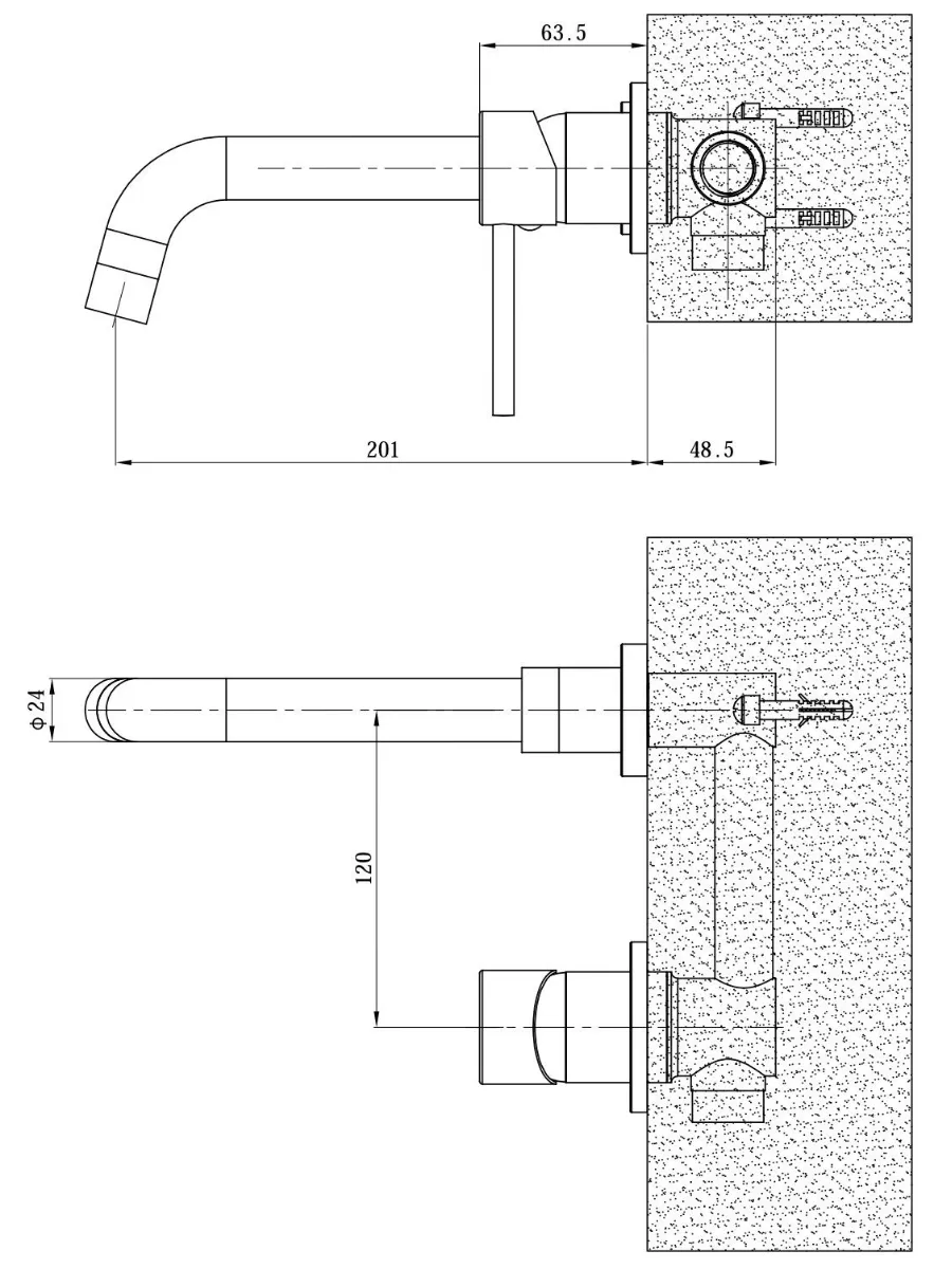 Изображение товара Смеситель встраиваемый для раковины Esko SM28Gold цвет золото