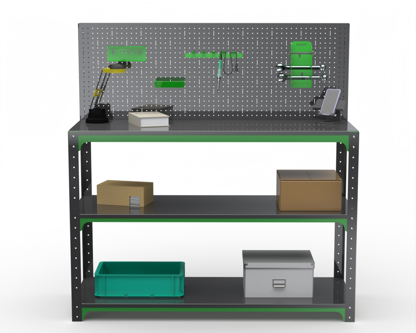 Изображение товара Стол-верстак Metalex Kit 204166 950x1300x400 мм, нагрузка до 260 кг, серо-зеленый