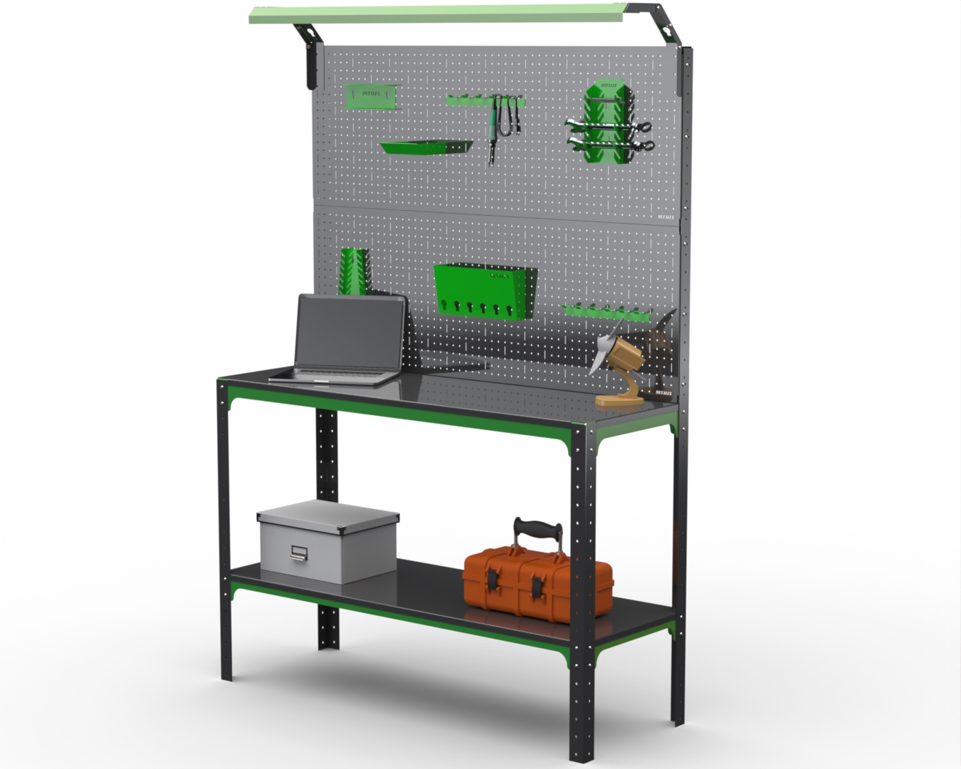 Изображение товара Стол-верстак Metalex Kit 204424 950x1300x500 мм с освещением и перфопанелями
