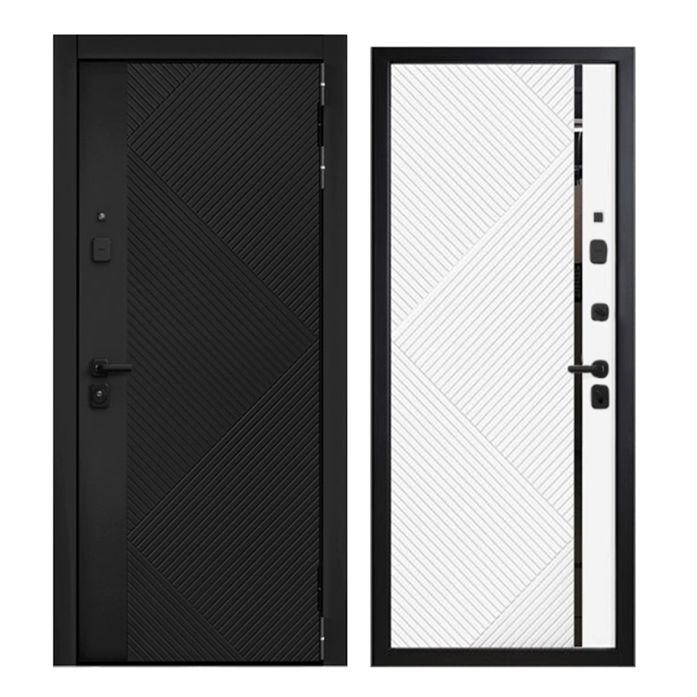 Изображение товара Входная дверь металлическая Buldoors 90 РР Техно правый 205x96см цвет черная шагрень/веллюто бьянко Изображение товара Входная дверь металлическая Buldoors 90 РР Техно правый 205x96см цвет черная шагрень/веллюто бьянко