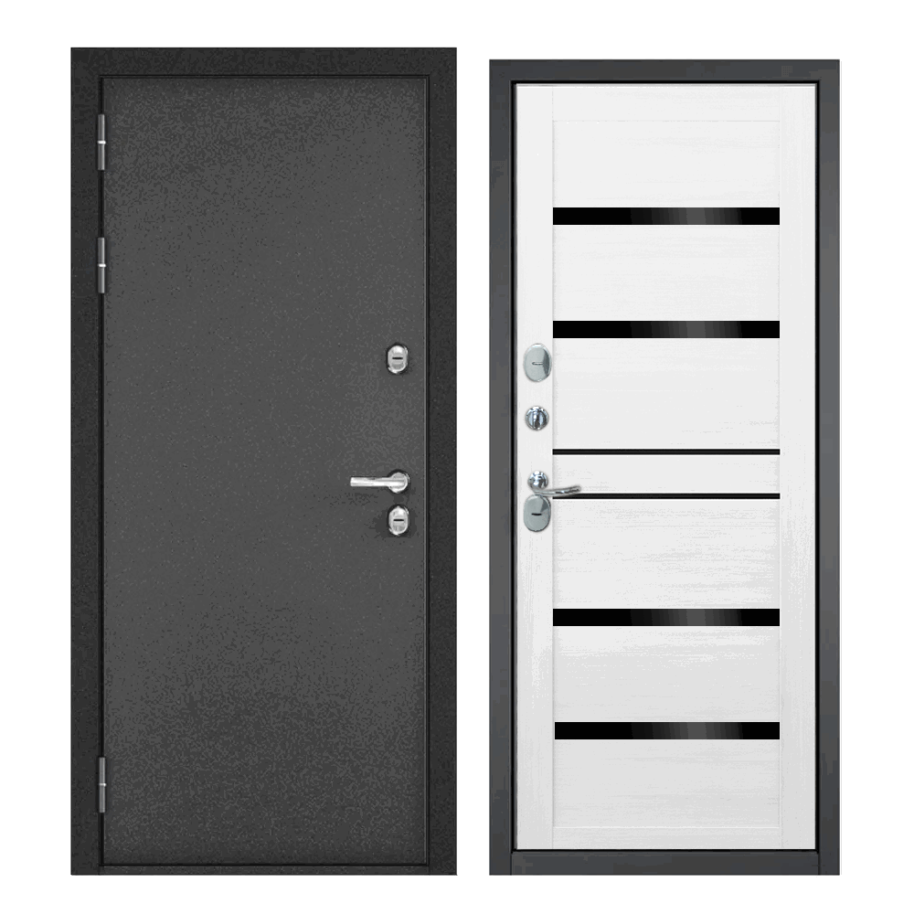 Изображение товара Входная дверь Buldoors Termo Царга левый 205x96см цвет букле графит/арктик белый