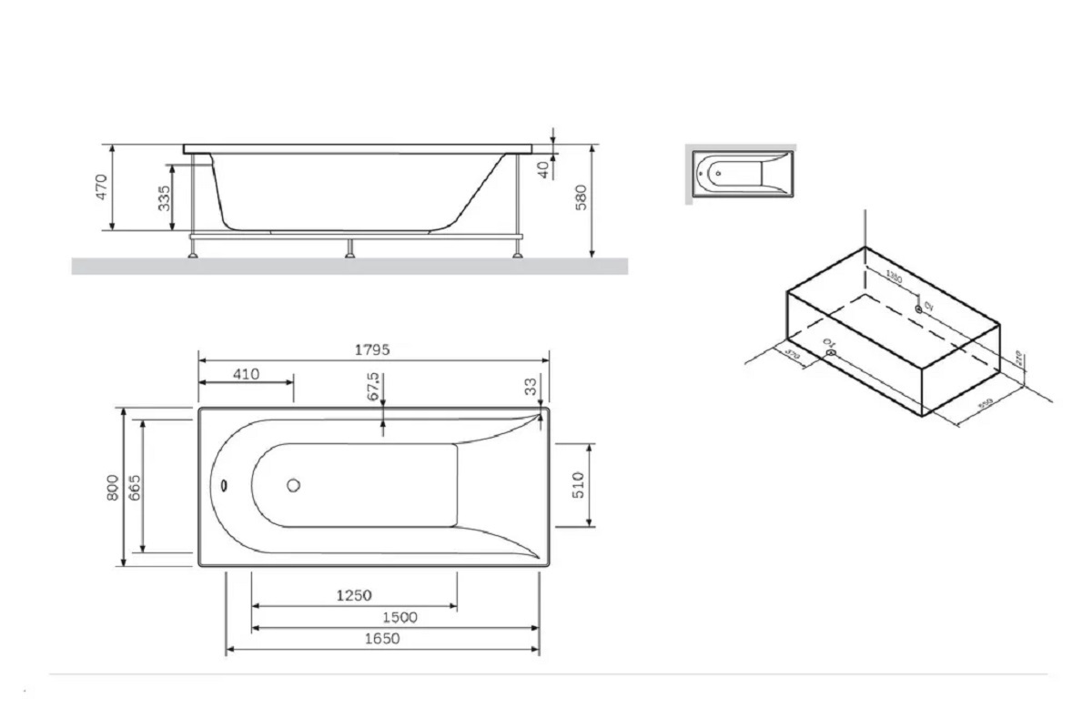 Изображение товара Каркас для ванны Am.pm Spirit W72A-180-080W-R2 180x80