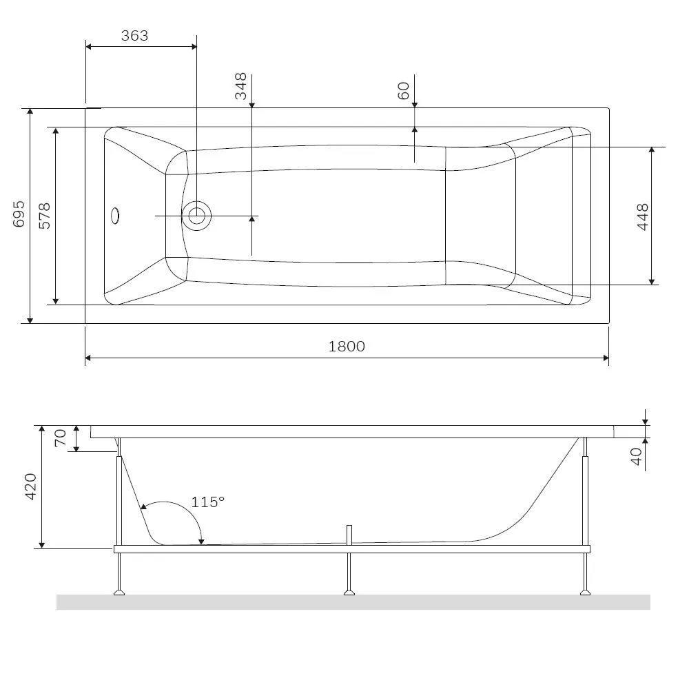 Изображение товара Каркас для ванны AM.PM Gem W93A-180-070W-R универсальный металлический с монтажным набором