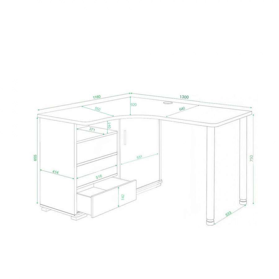 Изображение товара Стол Мэрдэс СР-135СМ КВК-ЛЕВ 116x75x130 см ЛДСП цвет венге/карамель