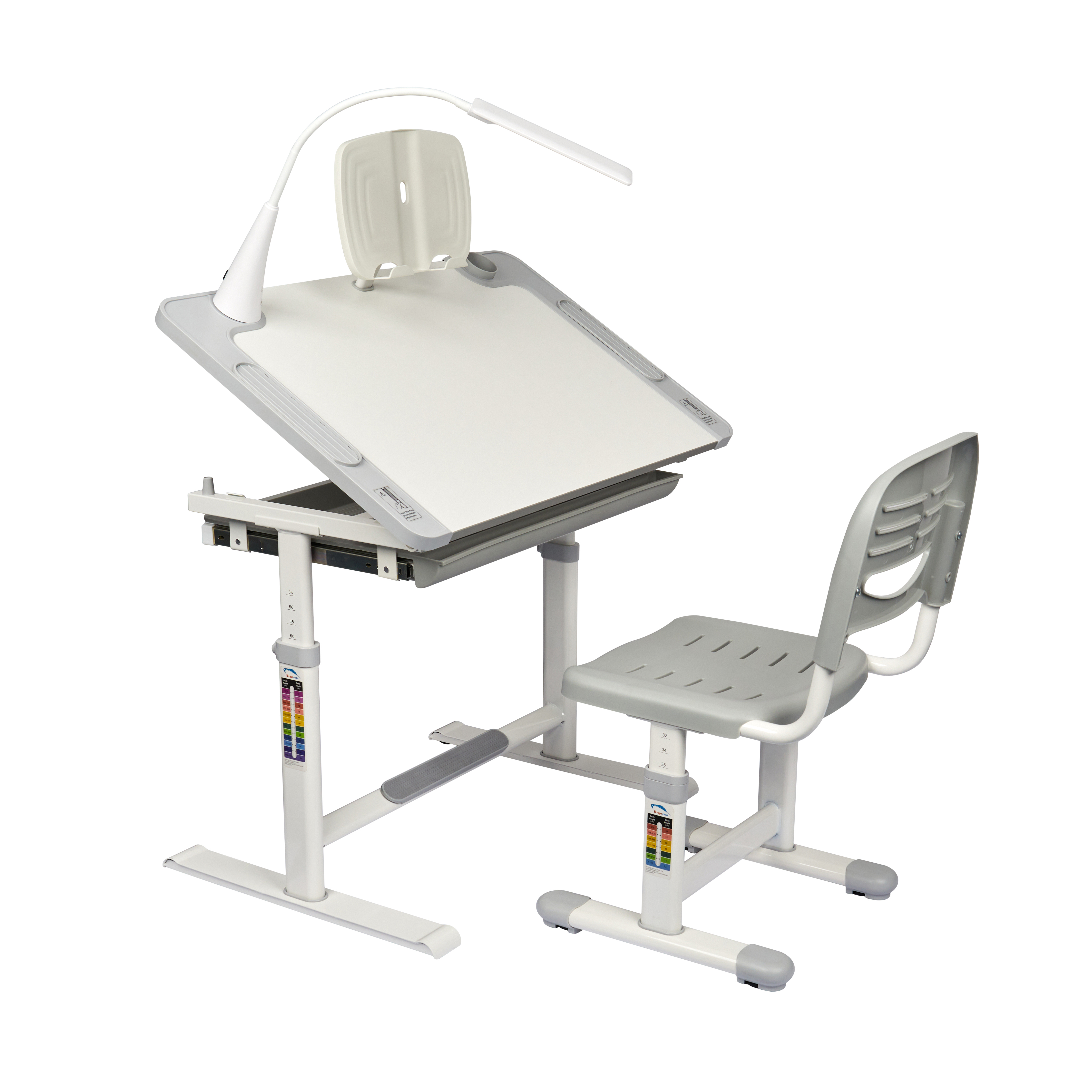 Изображение товара Комплект парта и стул трансформеры Littonia Grey FUNDESK регулируемые