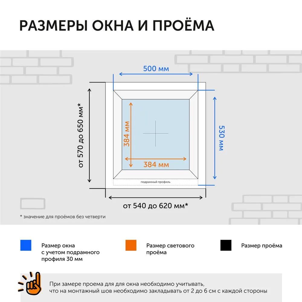 Изображение товара Пластиковое окно ПВХ Спецремстрой 500x500мм глухое стеклопакет однокамерный
