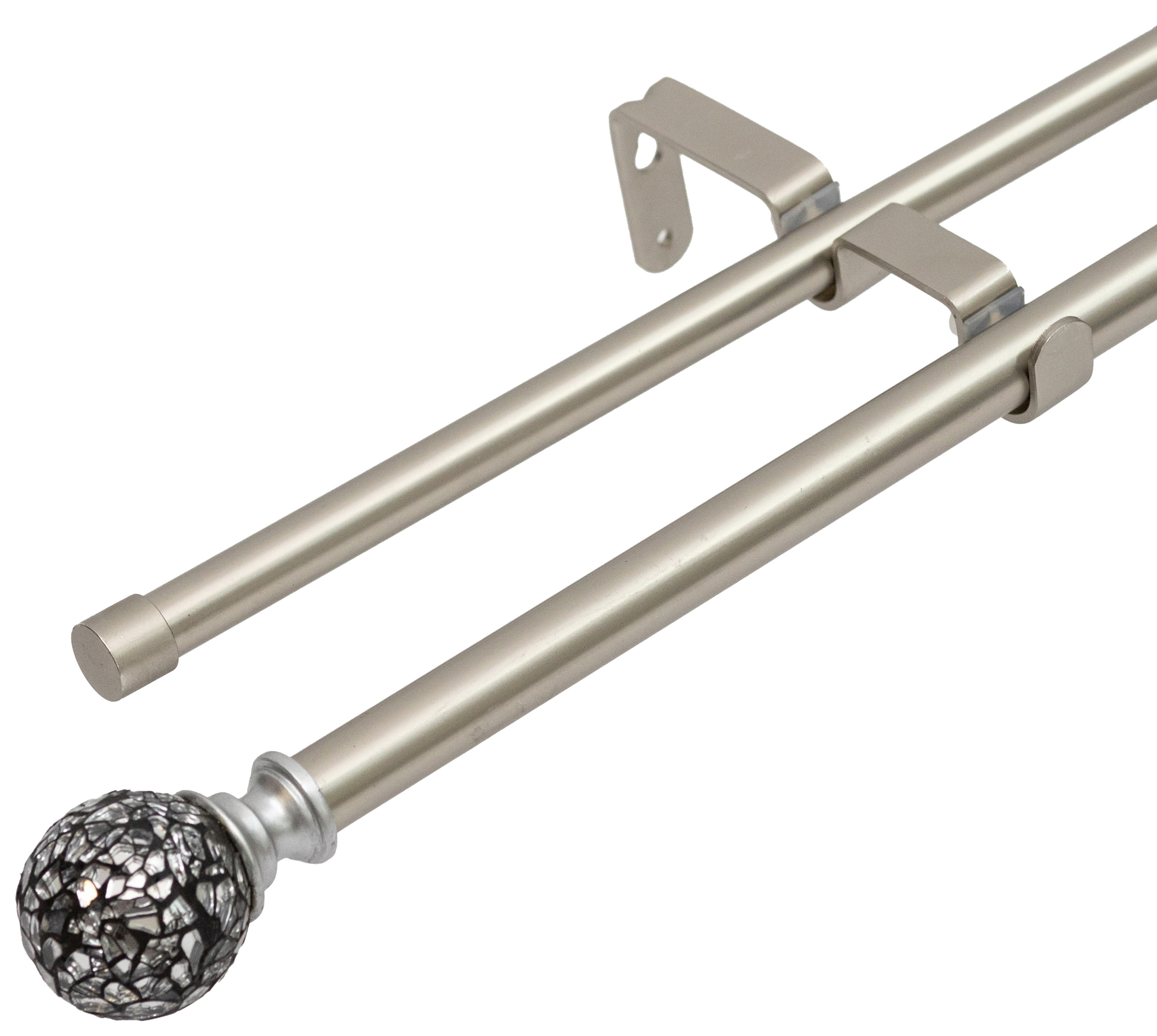 Карниз для штор раздвижной двухрядный HB-CR007 160-300 см сталь цвет черный/сталь