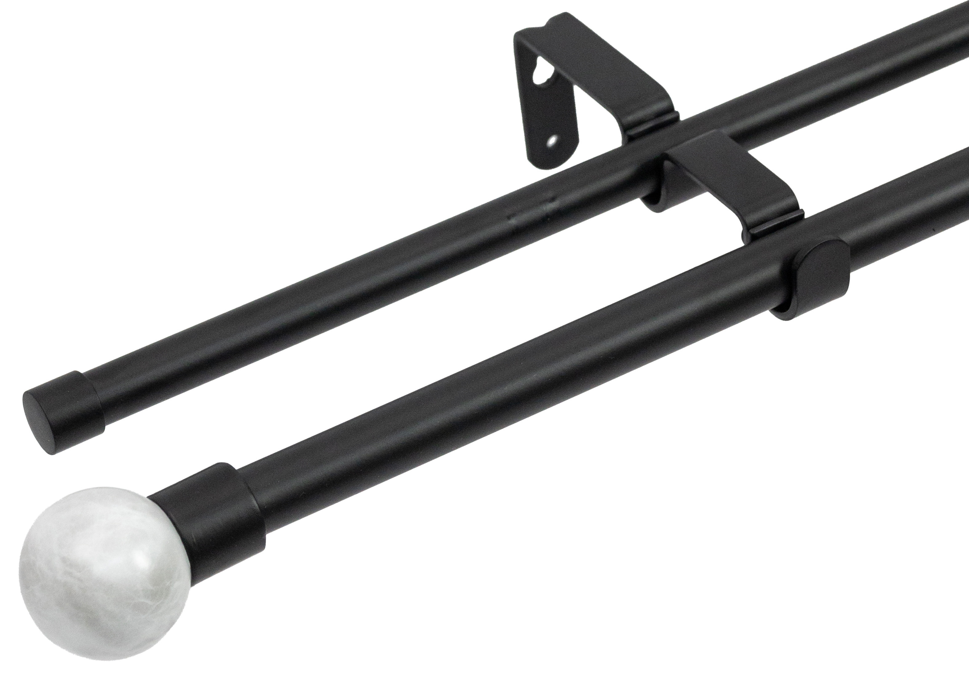 Карниз для штор раздвижной двухрядный HB-CR003 160-300 см сталь цвет черно-белый