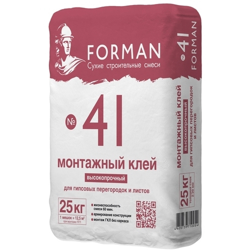 Изображение товара Клей гипсовый монтажный Forman 41 25 кг Изображение товара Клей гипсовый монтажный Forman 41 25 кг