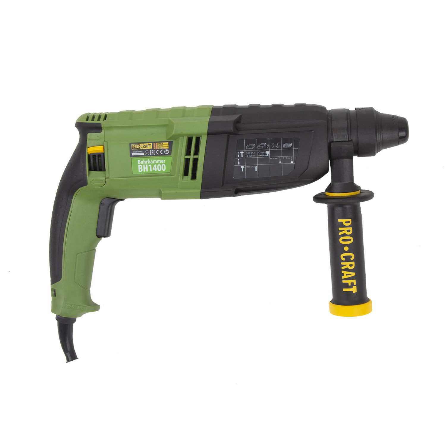 Изображение товара Перфоратор сетевой SDS Plus Procraft BH1400, 900 Вт, 2.6 Дж